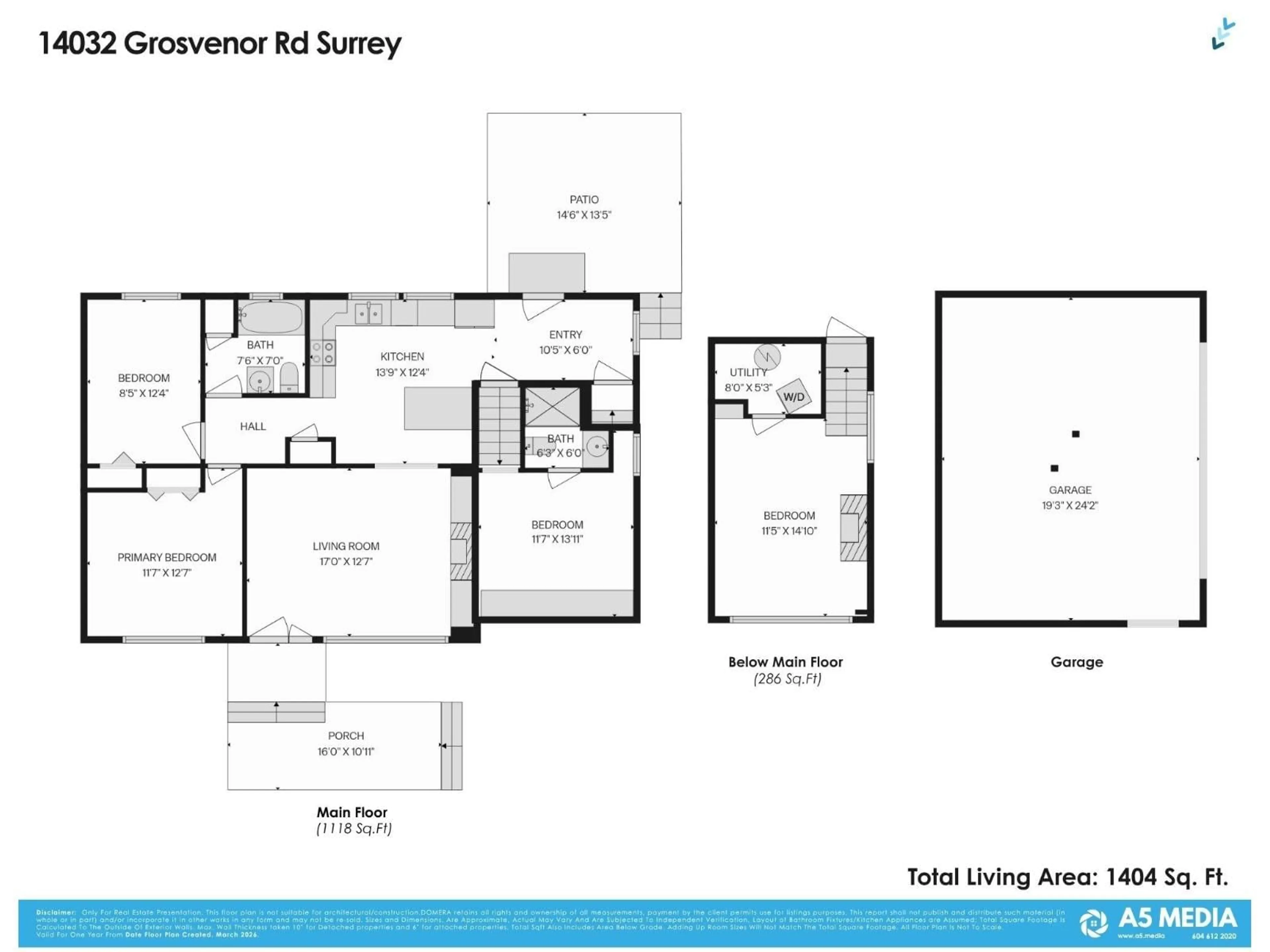 Floor plan for 14032 GROSVENOR ROAD, Surrey British Columbia V3R5G5
