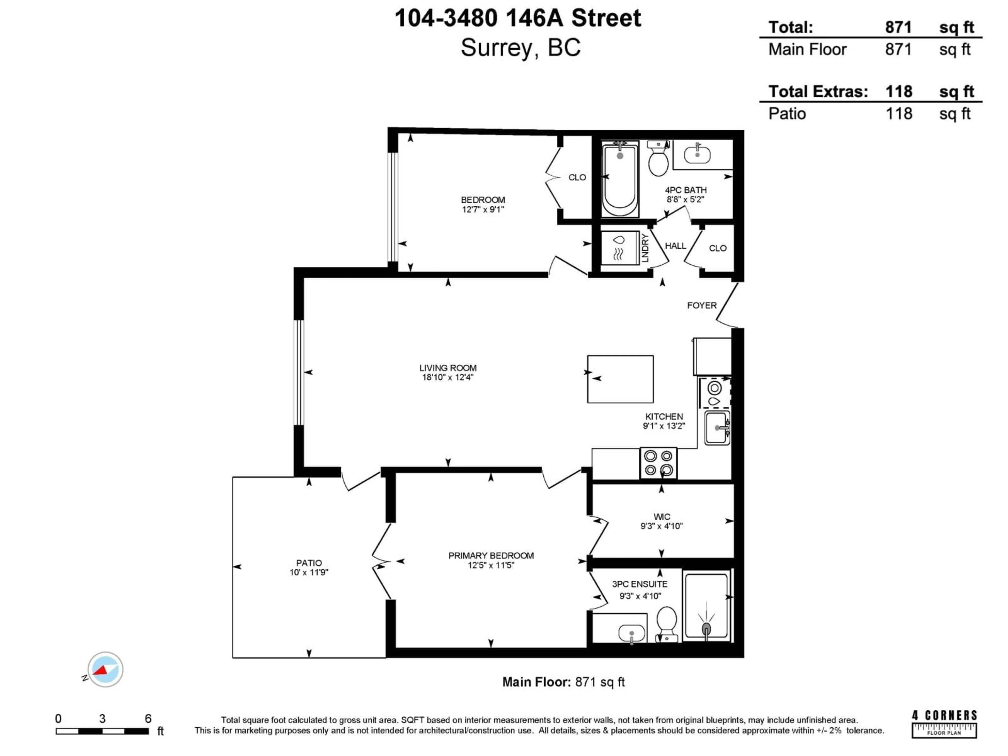 Floor plan for 104 - 3480 146A STREET, Surrey British Columbia V4P0H6