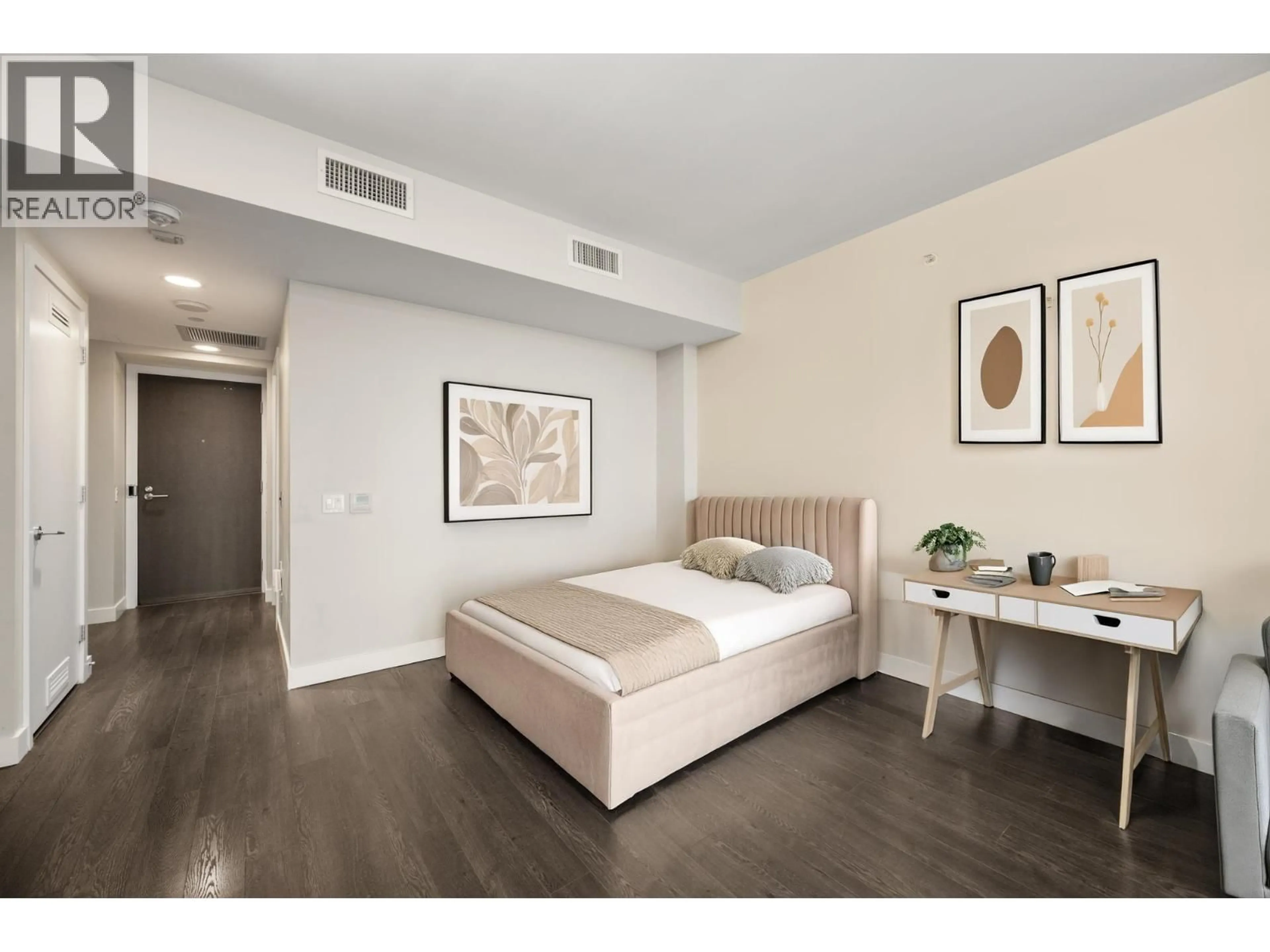 Bedroom with bed, wood/laminate floor for 2308 - 2008 ROSSER AVENUE, Burnaby British Columbia V5C0H8