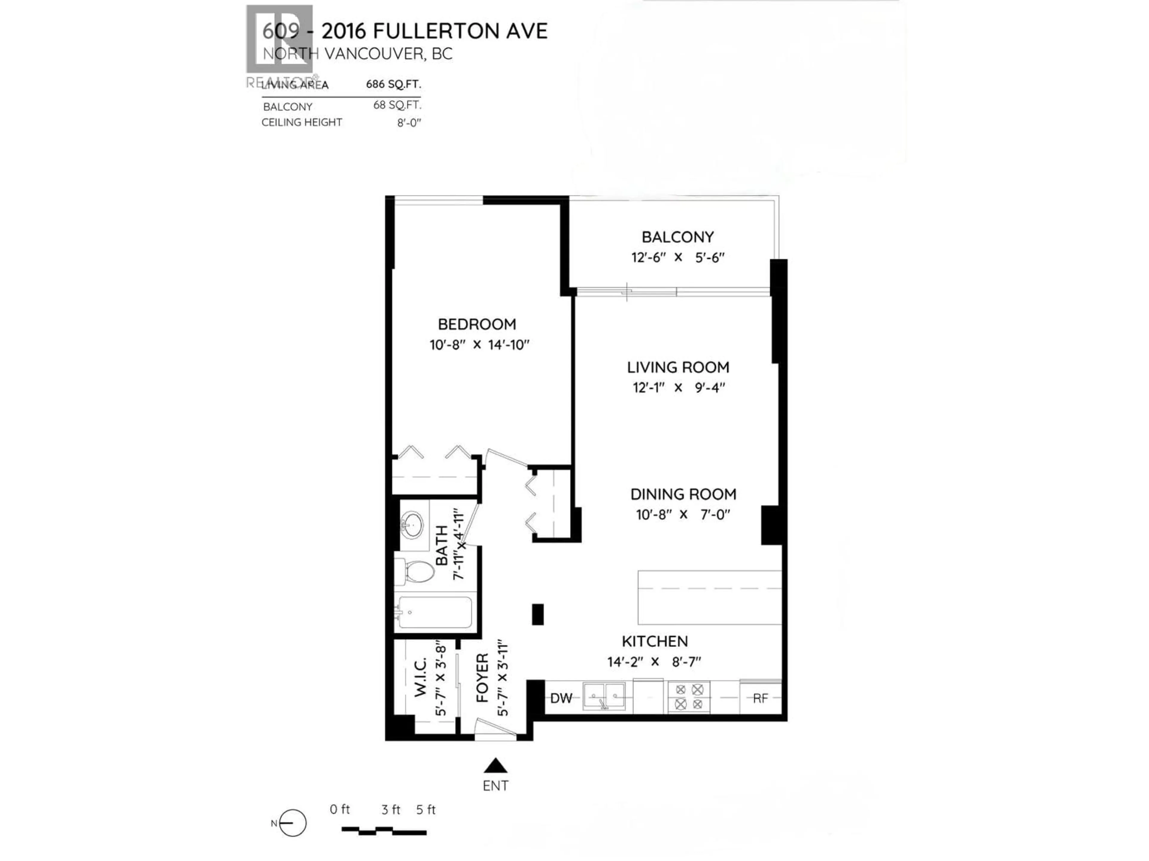 Floor plan for 609 - 2016 FULLERTON AVENUE, North Vancouver British Columbia V7P3E6