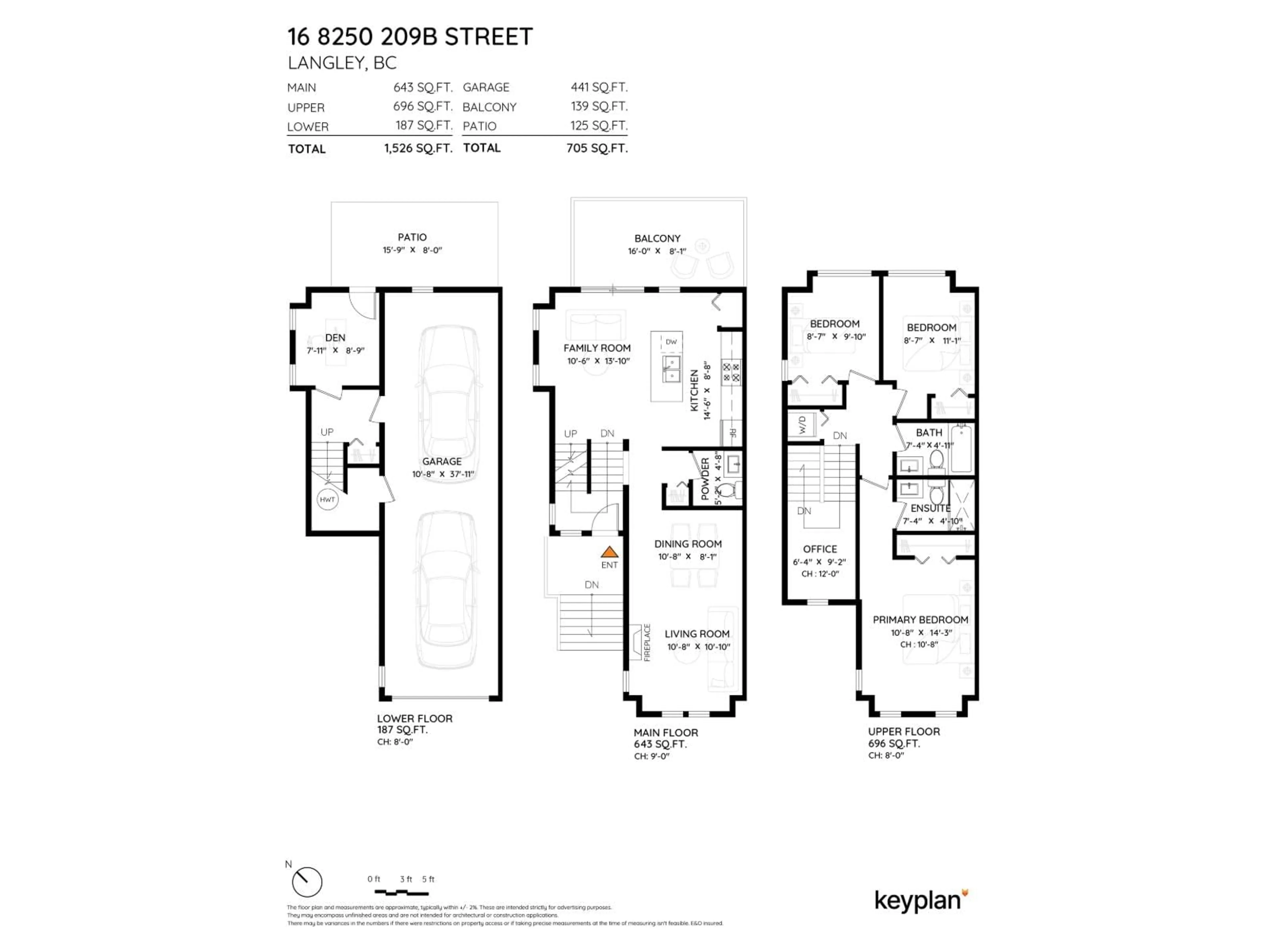 Floor plan for 16 - 8250 209B STREET, Langley British Columbia V2Y0J7