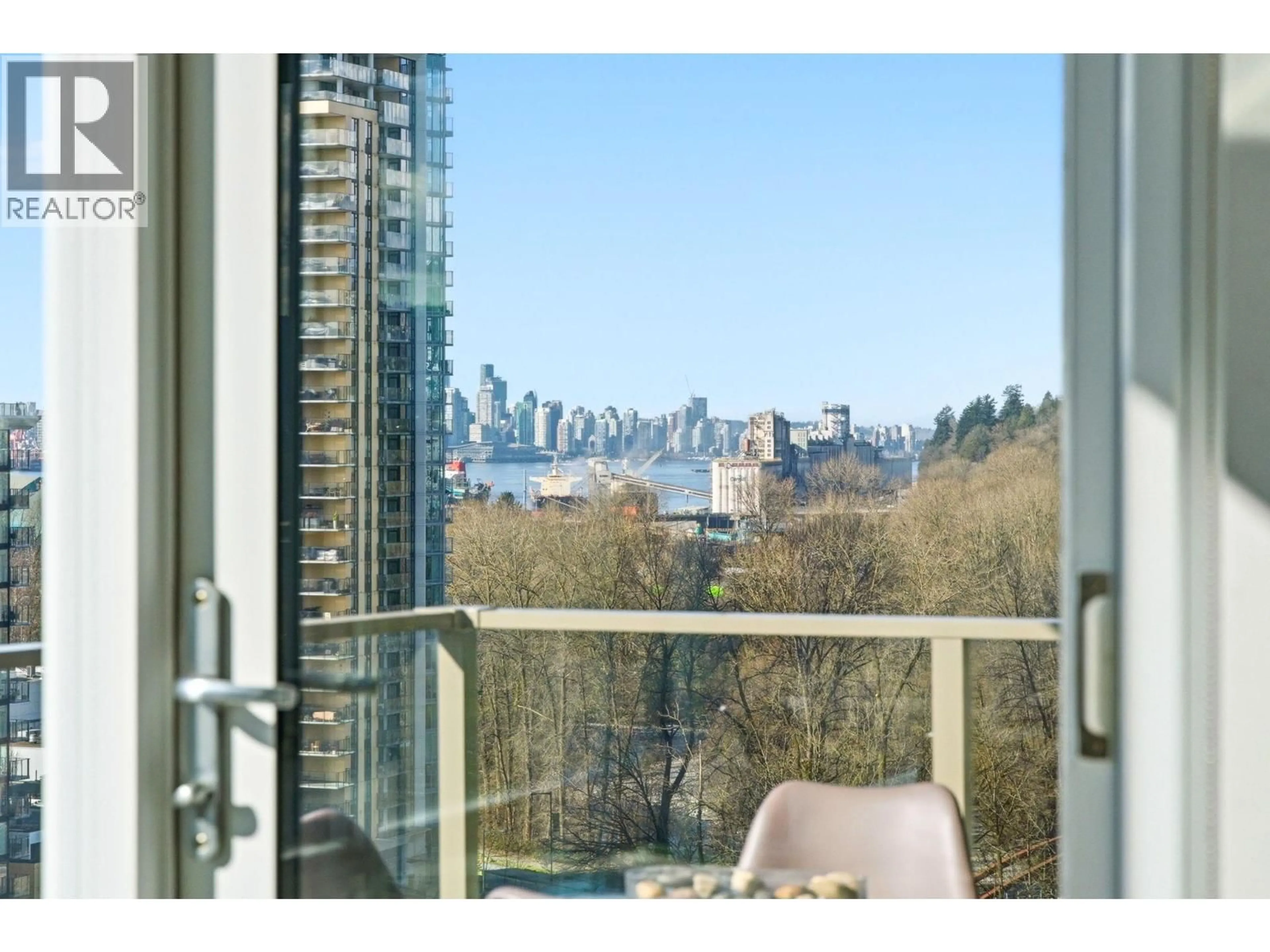 Balcony in the apartment, city buildings view from balcony for 1606 - 1550 FERN STREET, North Vancouver British Columbia V7J0A9