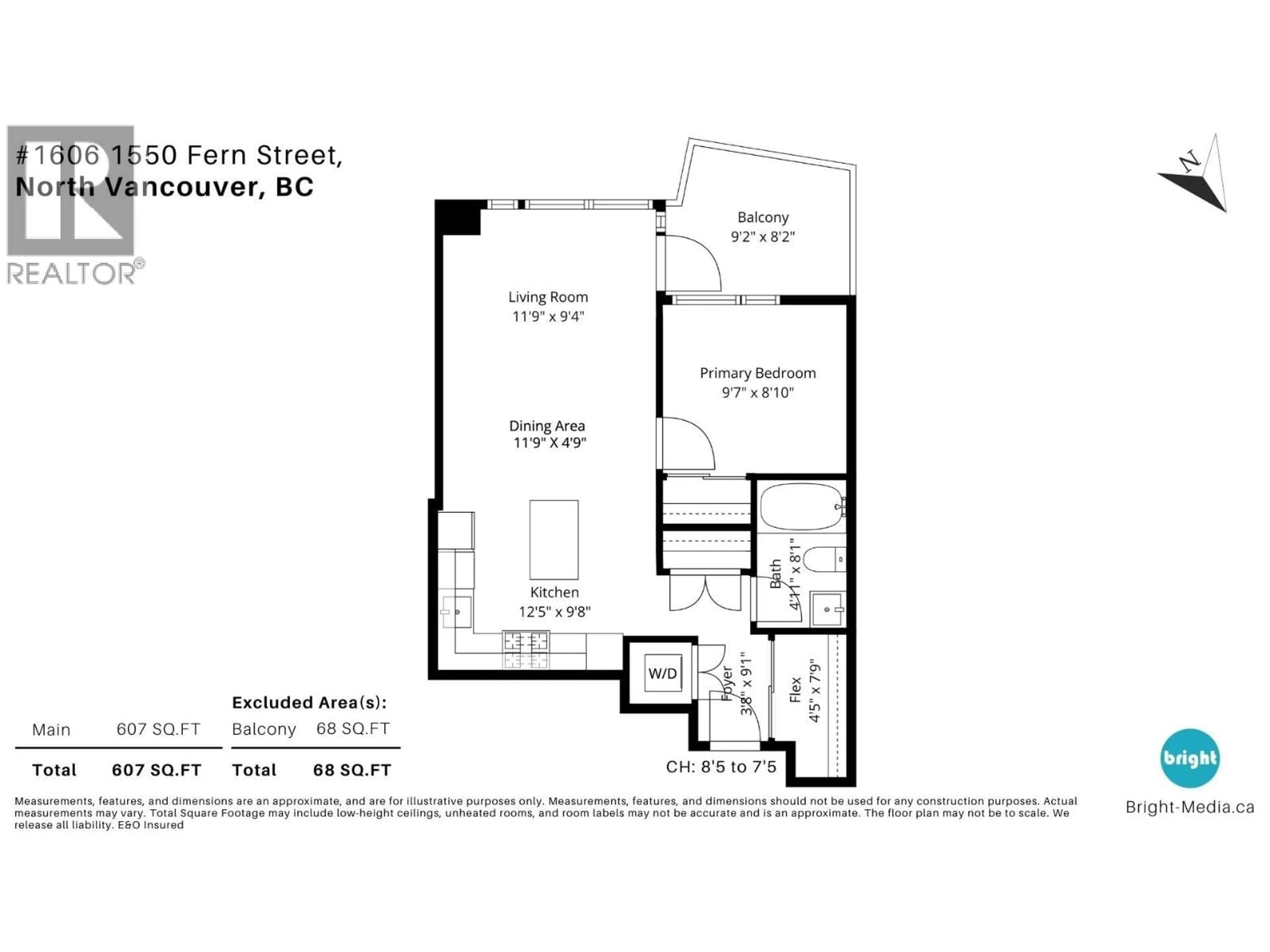 Floor plan for 1606 - 1550 FERN STREET, North Vancouver British Columbia V7J0A9