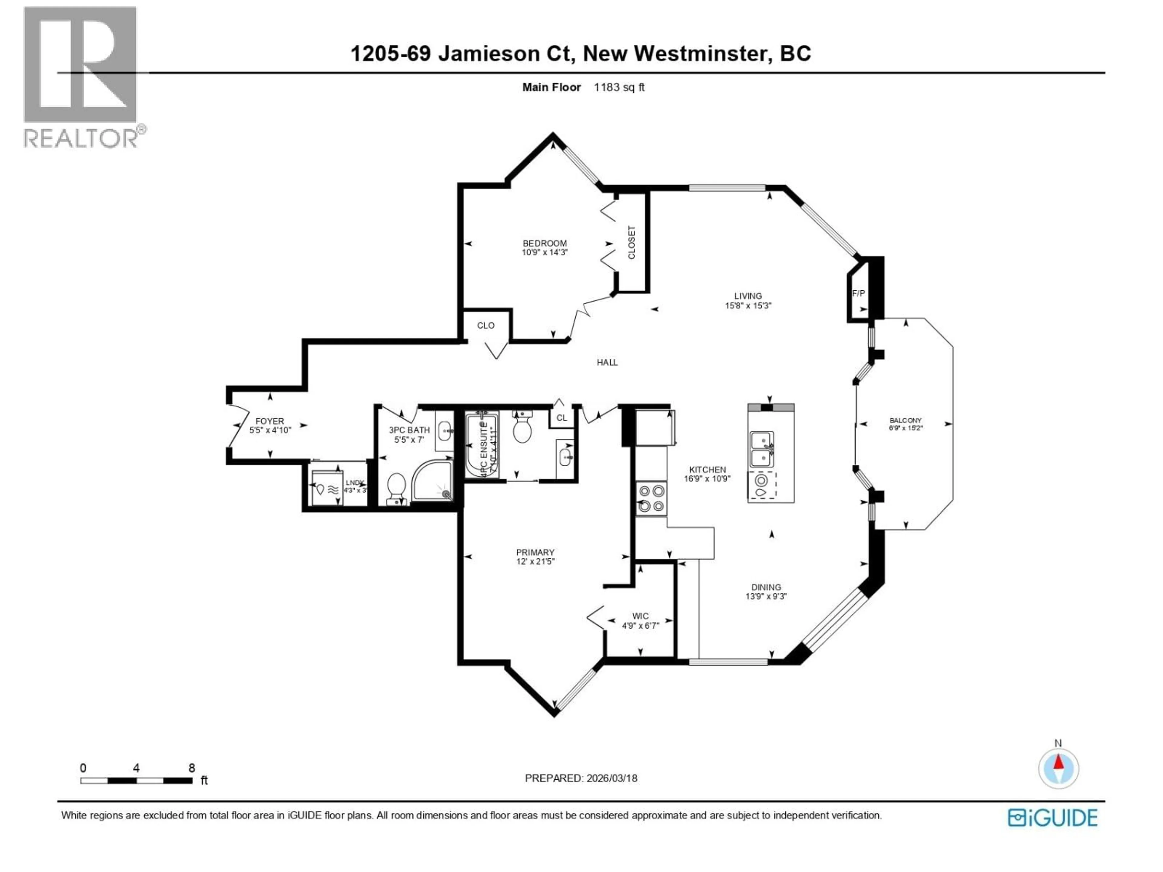 Floor plan for 1205 - 69 JAMIESON COURT, New Westminster British Columbia V3L5R3
