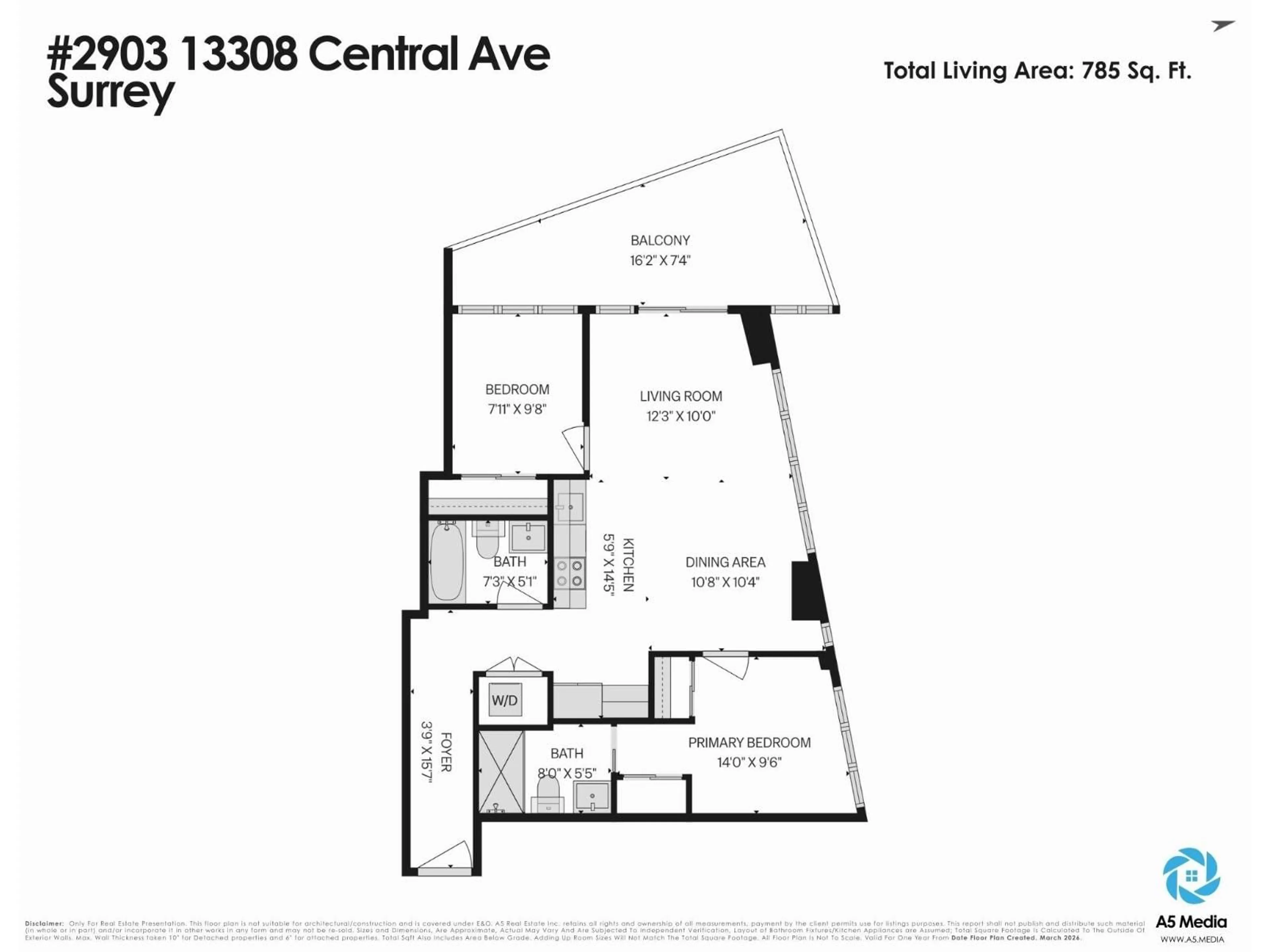 Floor plan for 2903 - 13308 CENTRAL AVENUE, Surrey British Columbia V3T0M4