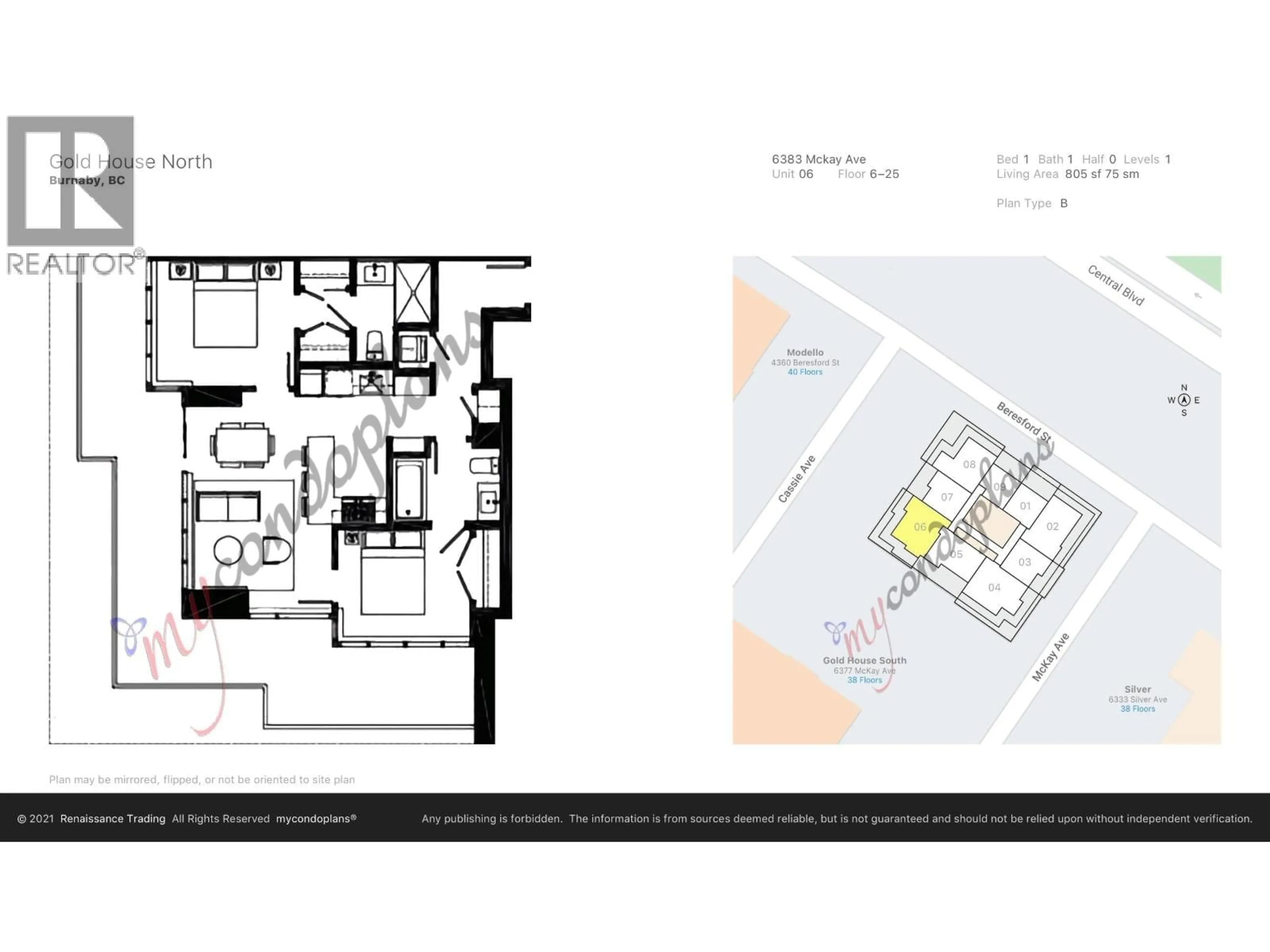 Floor plan for 1806 - 6383 MCKAY AVENUE, Burnaby British Columbia V5H0H8