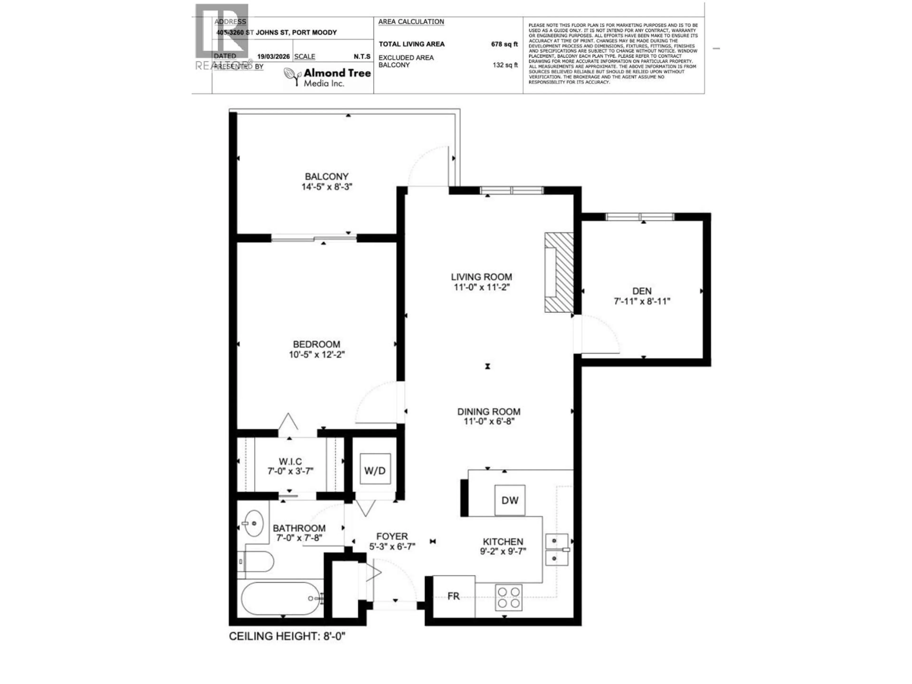 Floor plan for 405 - 3260 ST JOHNS STREET, Port Moody British Columbia V3H0B9