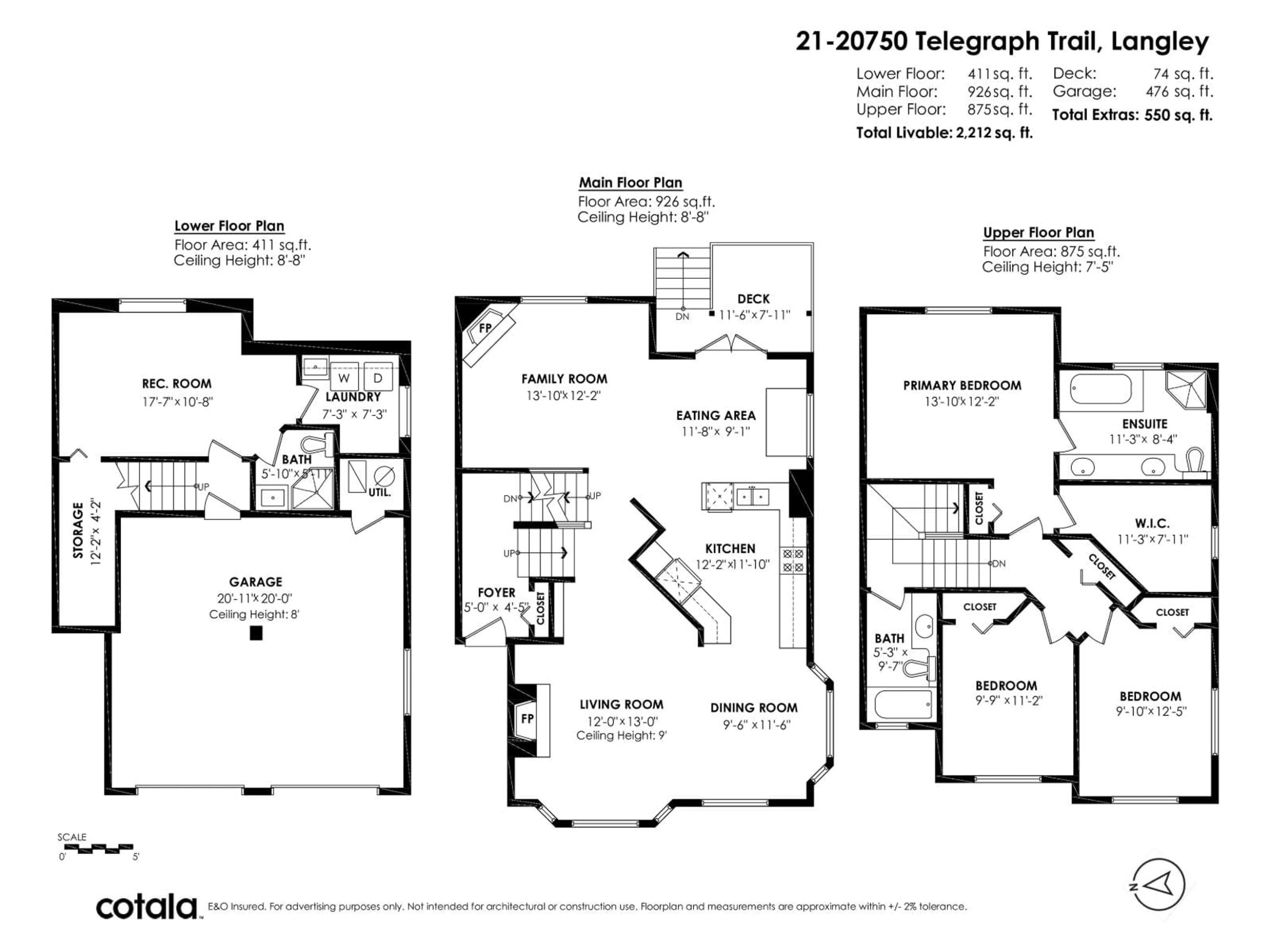 Floor plan for 21 - 20750 TELEGRAPH TRAIL, Langley British Columbia V1M2W1