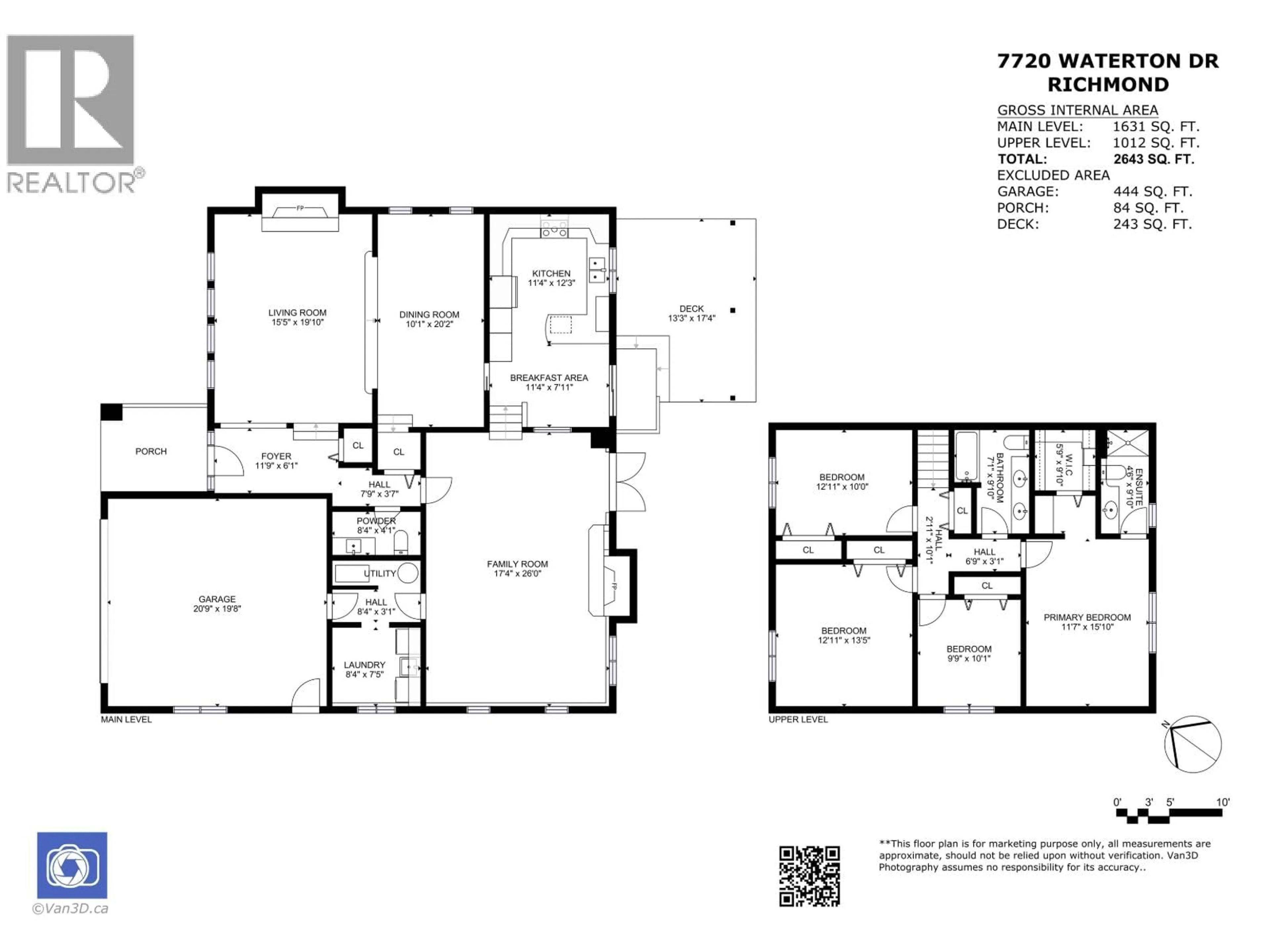 Floor plan for 7720 WATERTON DRIVE, Richmond British Columbia V7A4G4