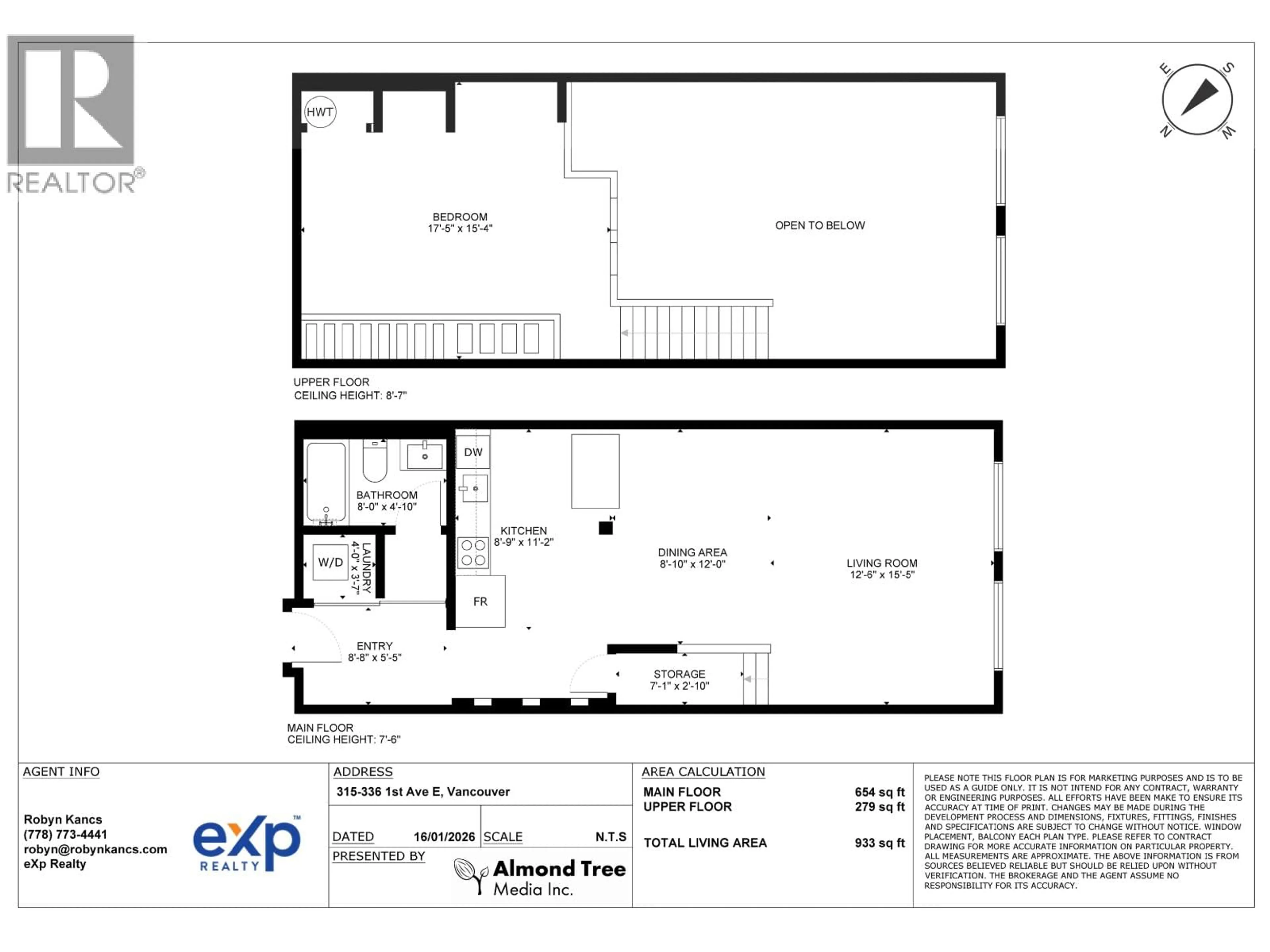 Floor plan for 315 - 336 1ST AVENUE, Vancouver British Columbia V5T4R6