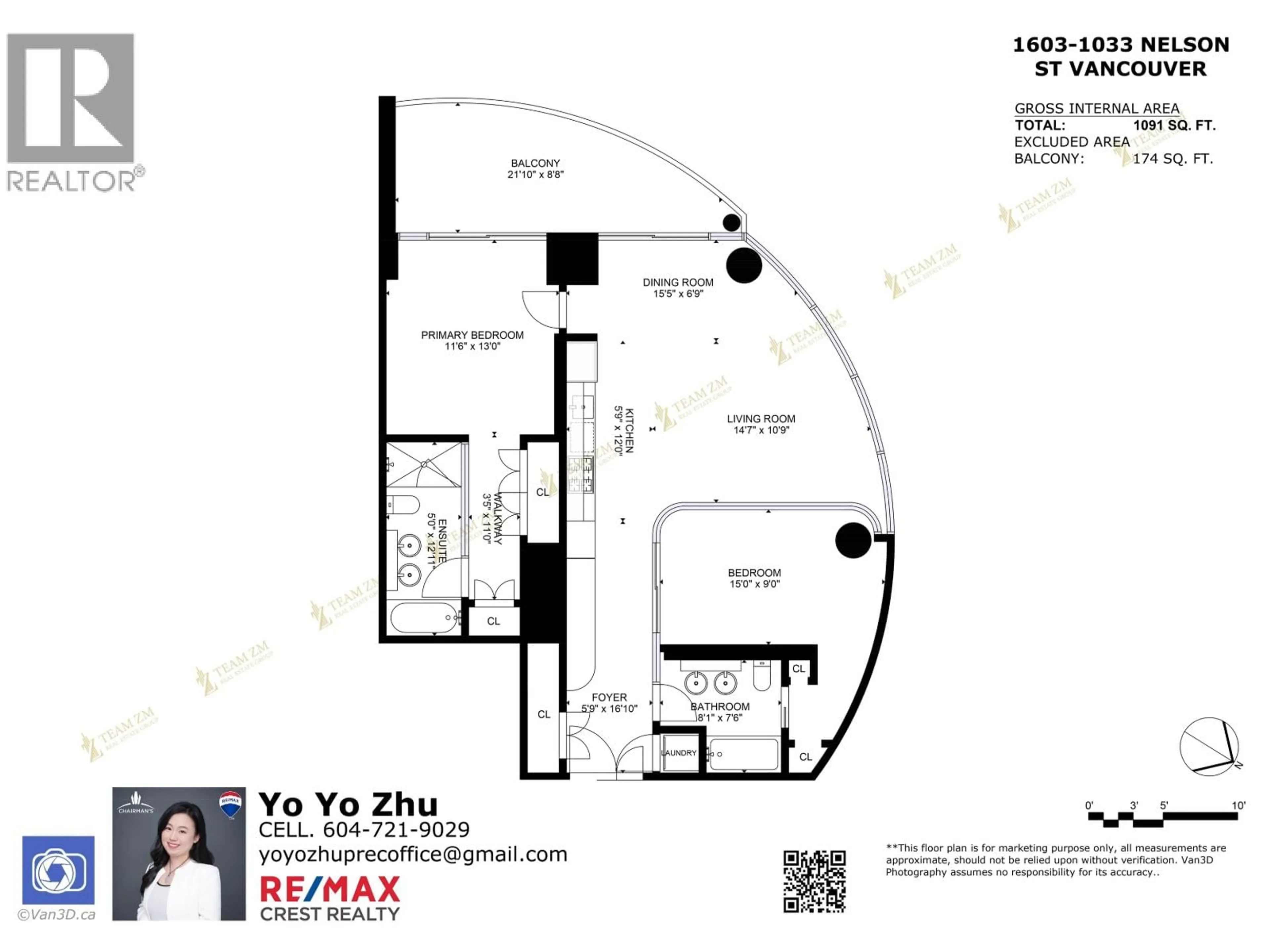 Floor plan for 1603 - 1033 NELSON STREET, Vancouver British Columbia V6E0E5