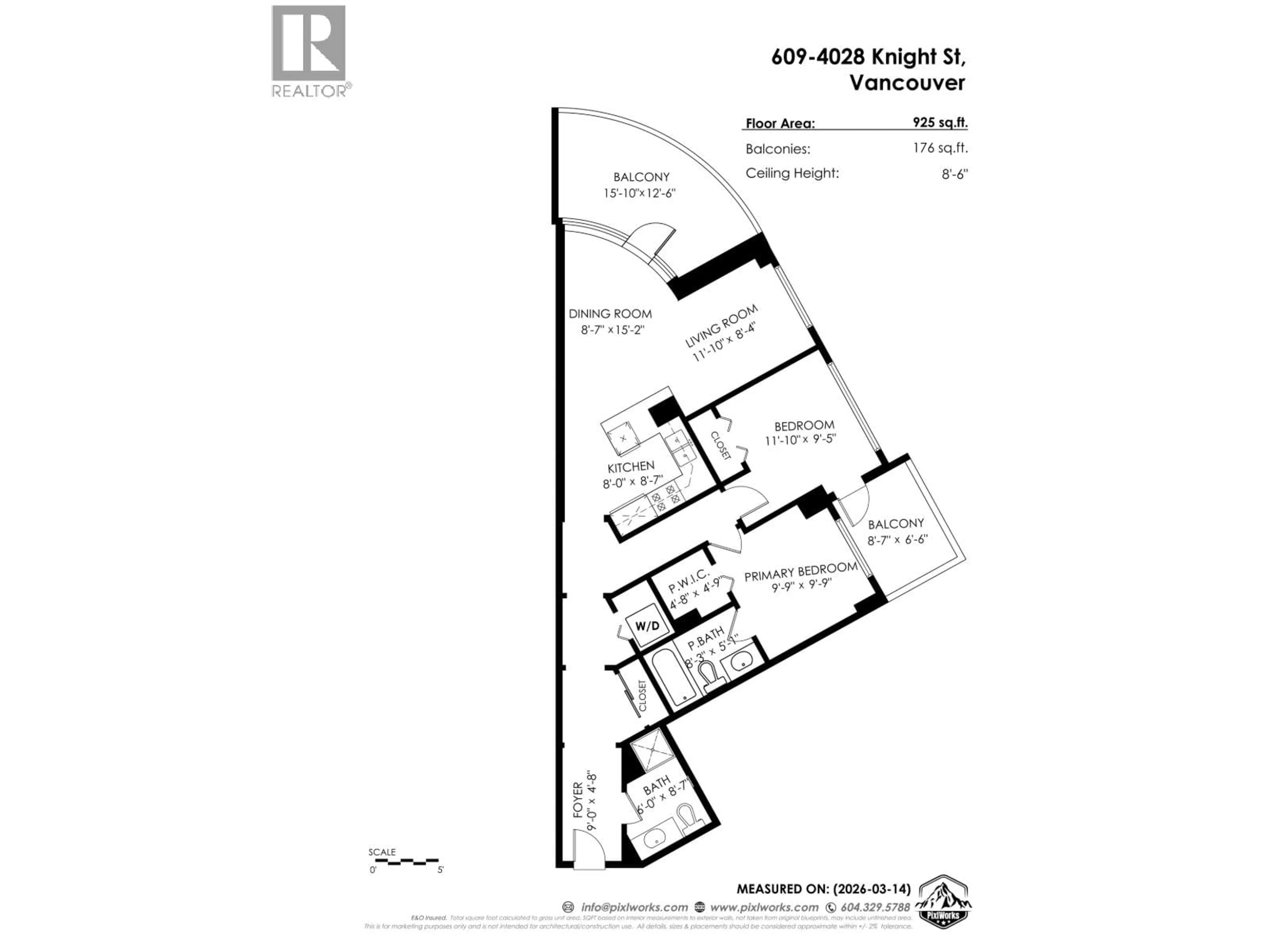 Floor plan for 609 - 4028 KNIGHT STREET, Vancouver British Columbia V5N3M2
