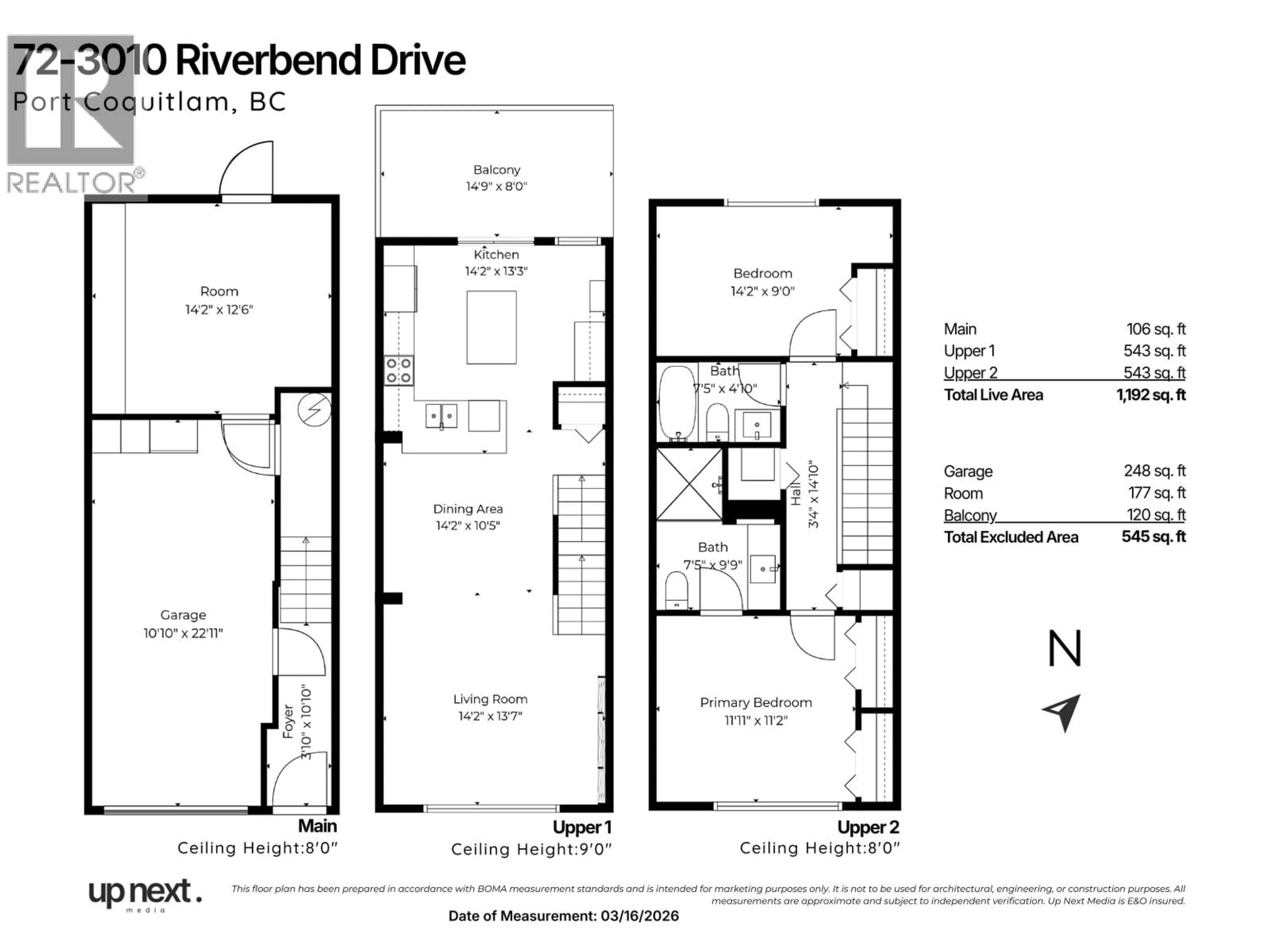Floor plan for 72 - 3010 RIVERBEND DRIVE, Coquitlam British Columbia V3C0B8