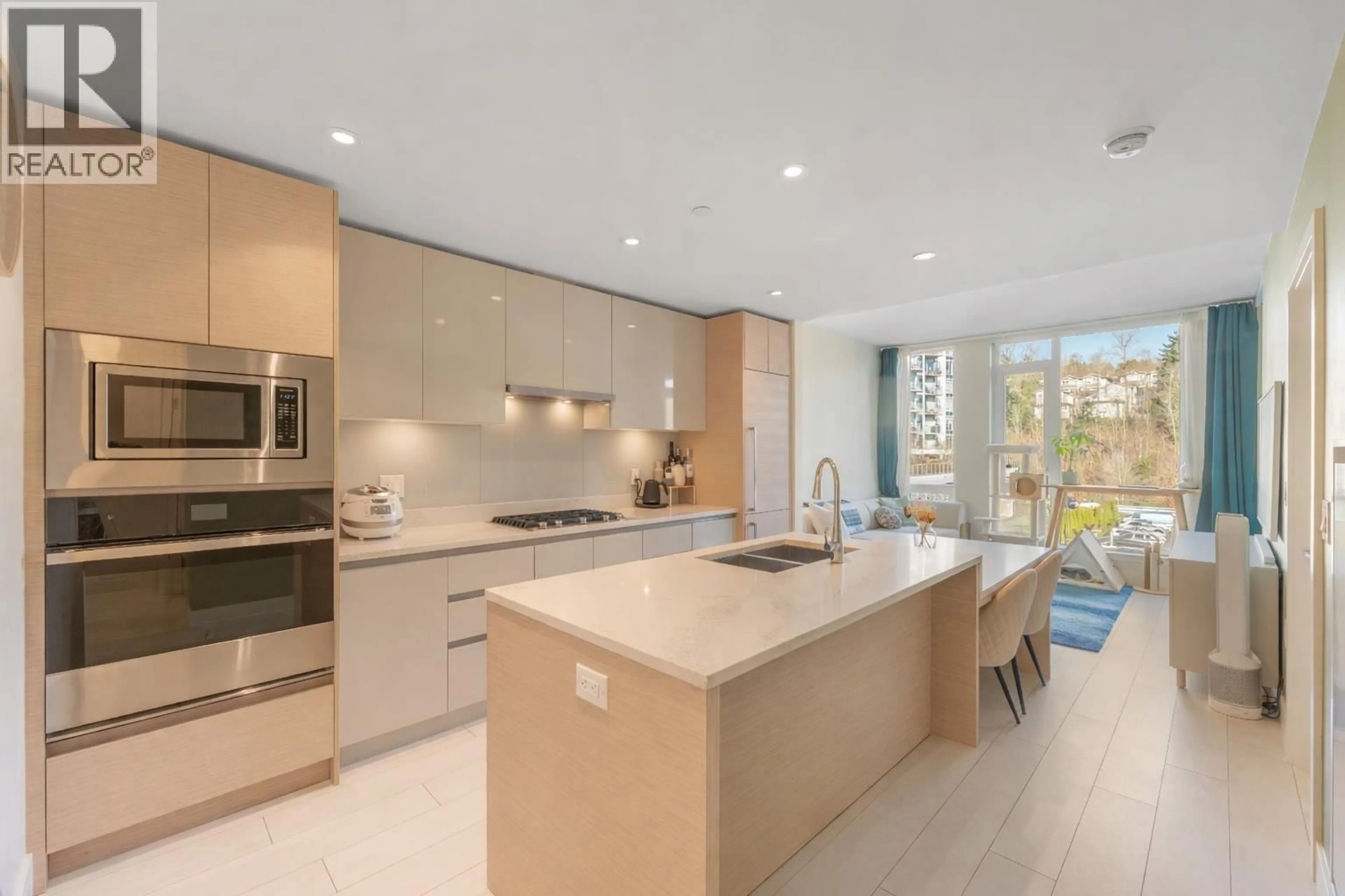 Contemporary kitchen, ceramic/tile floor for 411 - 3538 SAWMILL CRESCENT, Vancouver British Columbia V5S0J8