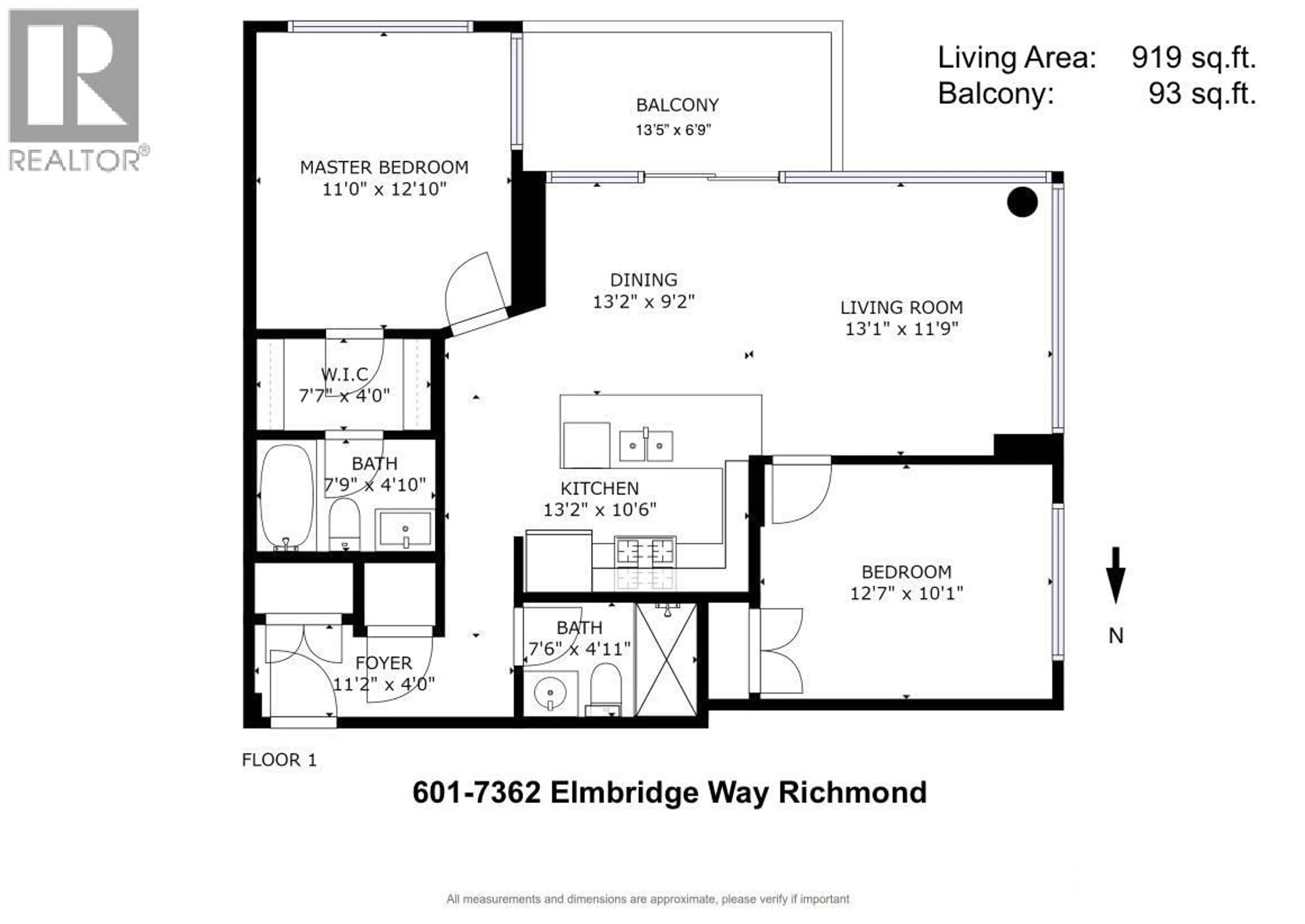 Floor plan for 601 - 7362 ELMBRIDGE WAY, Richmond British Columbia V6X0A6