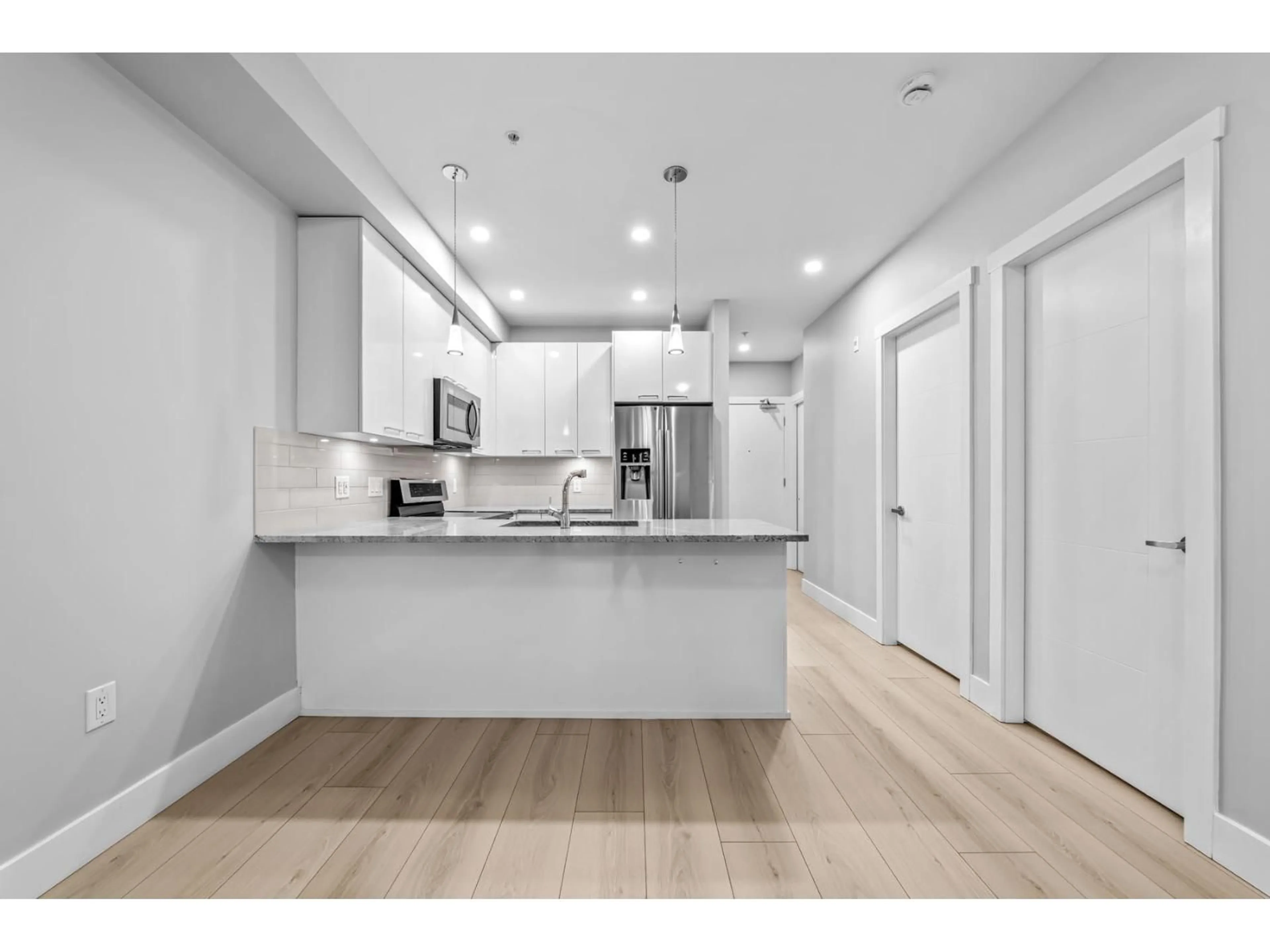 Open concept kitchen, wood/laminate floor for 208 - 20175 53 AVENUE, Langley British Columbia V3A0J8