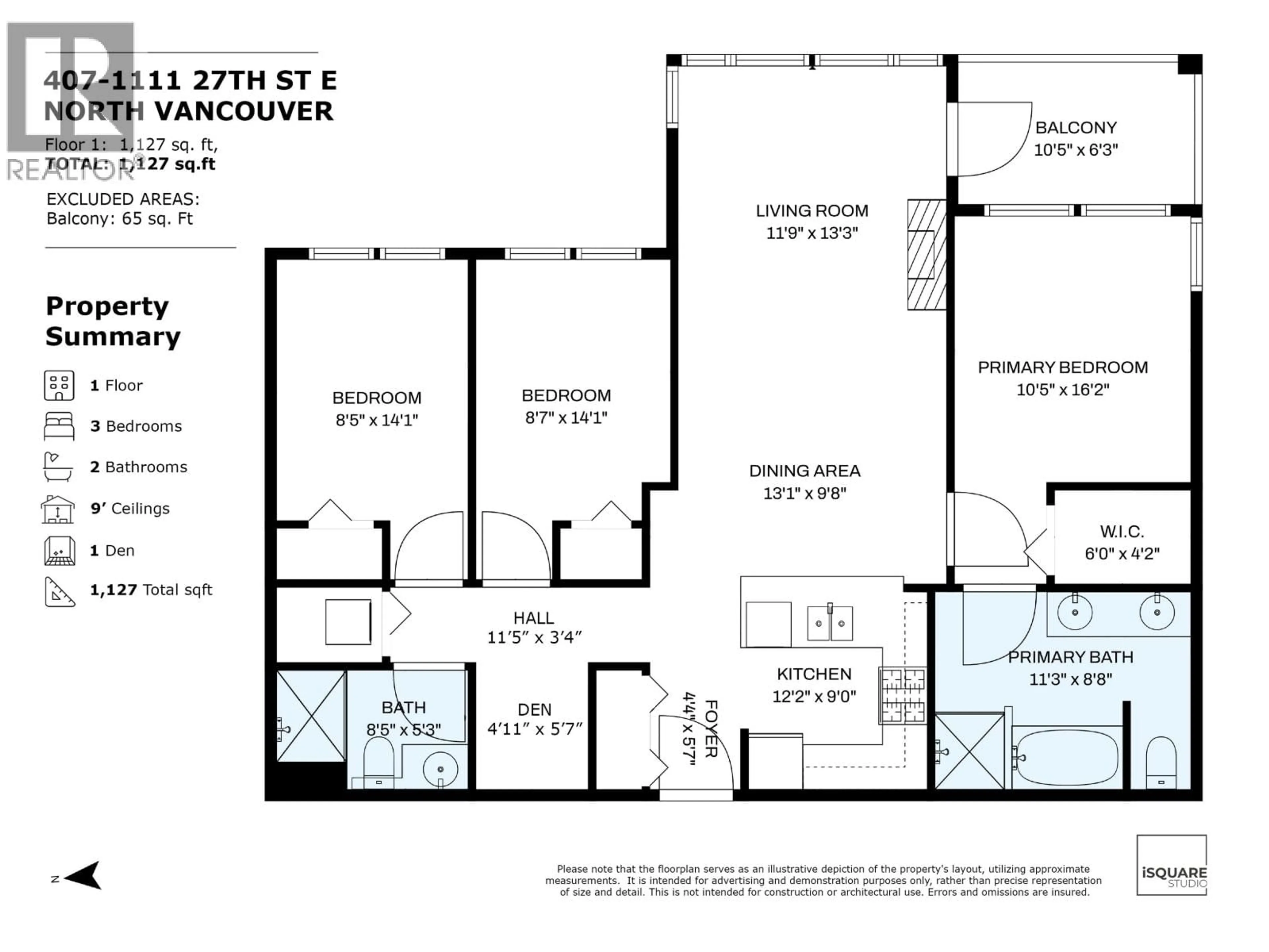 Floor plan for 407 - 1111 27 STREET, North Vancouver British Columbia V7J1S3