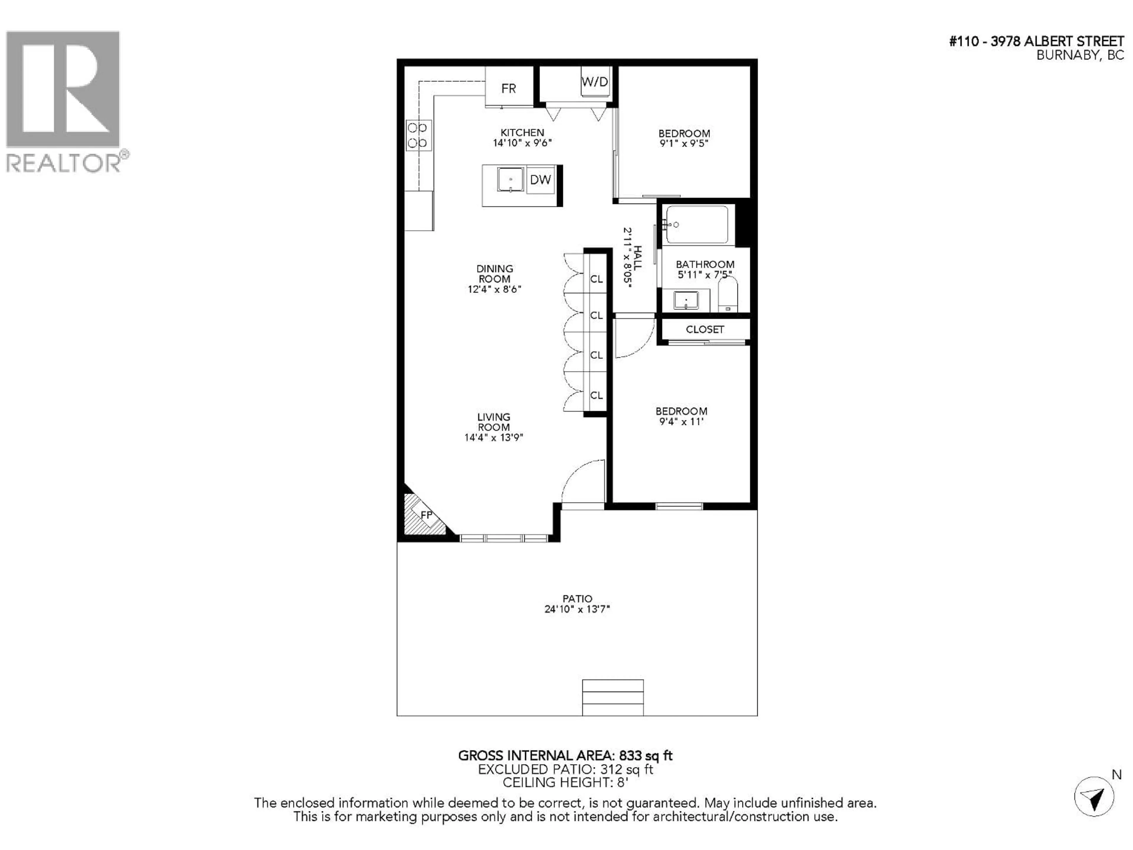 Floor plan for 110 - 3978 ALBERT STREET, Burnaby British Columbia V5C2E1