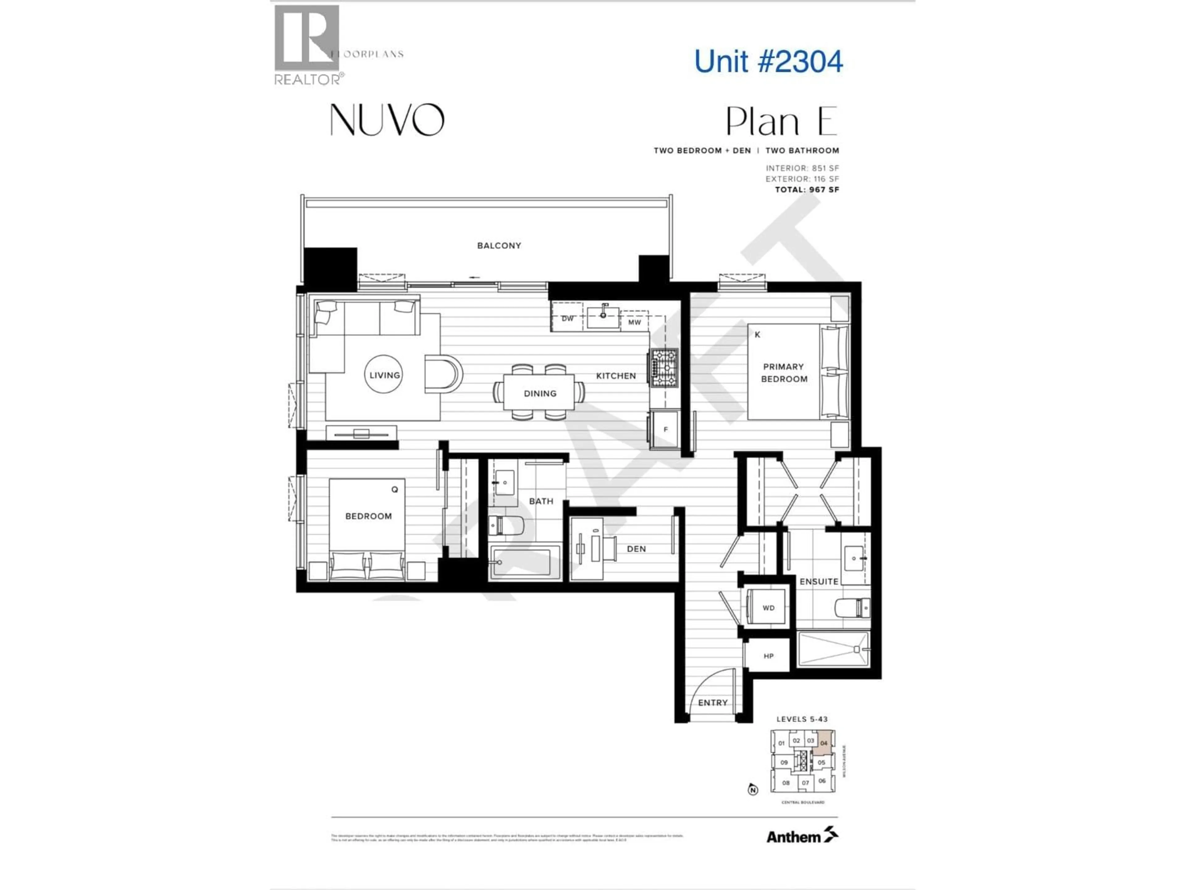 Floor plan for 2304 - 6087 WILSON AVENUE, Burnaby British Columbia V5H0M1