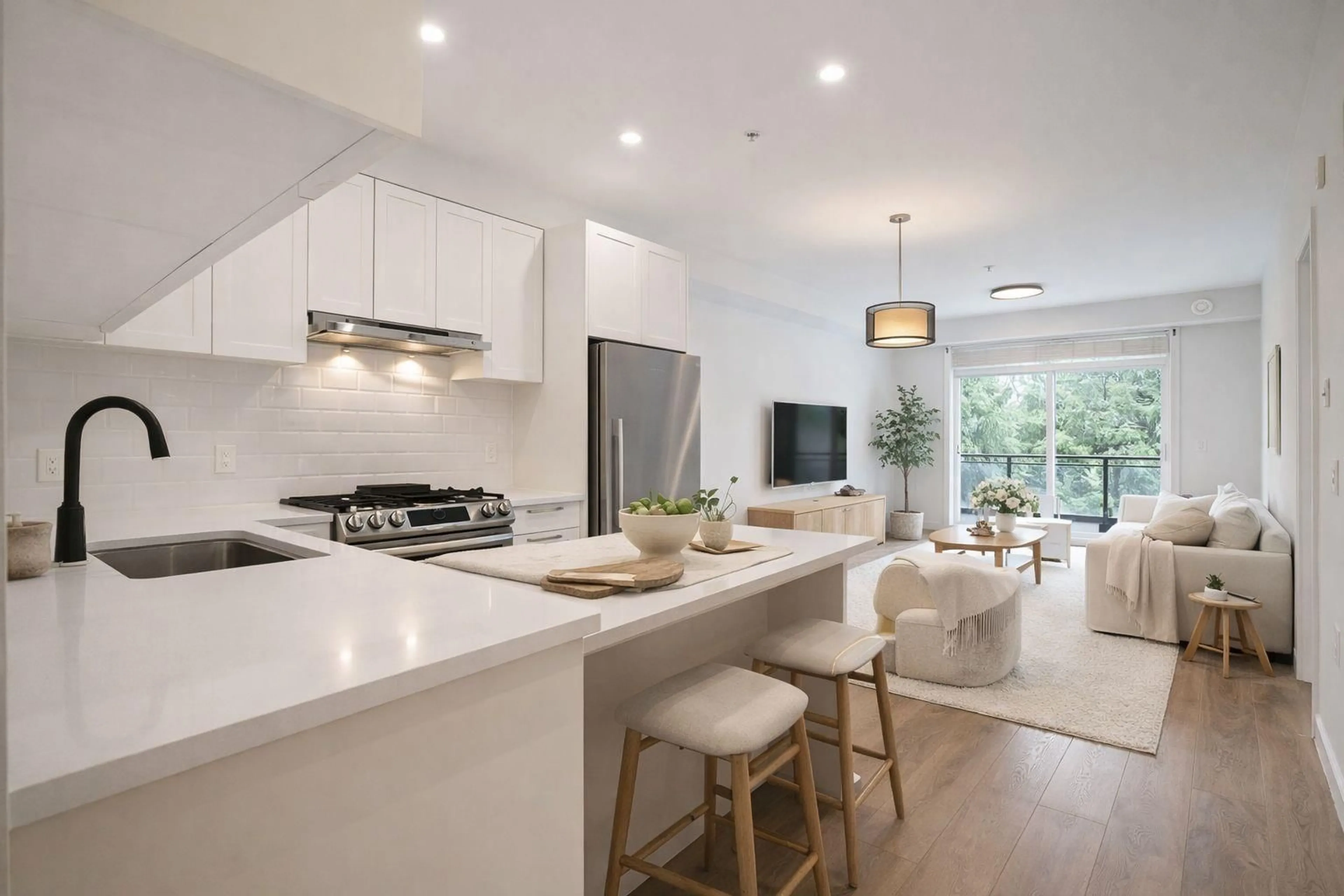 Open concept kitchen, ceramic/tile floor for 315 - 5415 BRYDON CRESCENT, Langley British Columbia V3A0N4