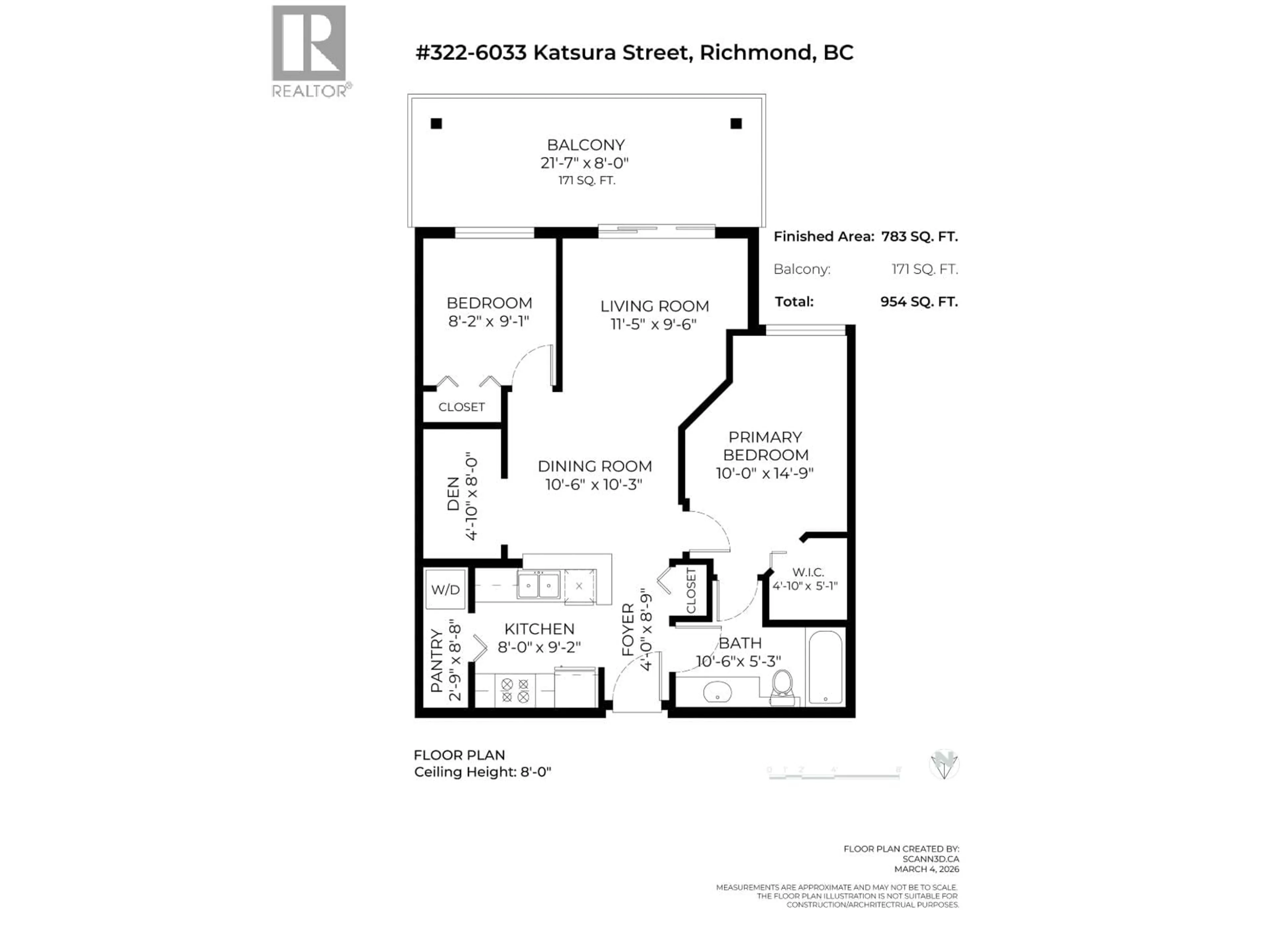 Floor plan for 322 - 6033 KATSURA STREET, Richmond British Columbia V6Y0B3