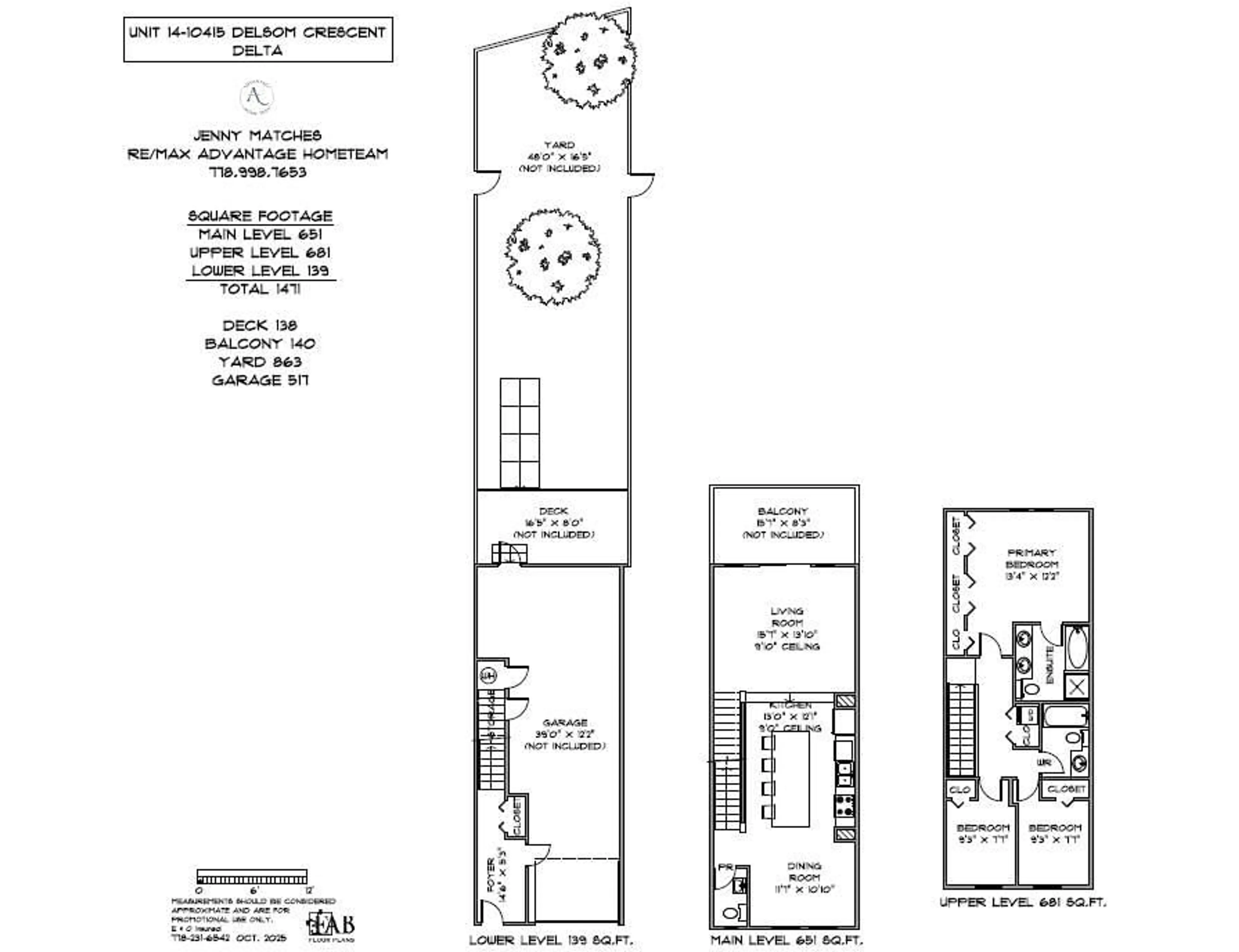 Floor plan for 14 - 10415 DELSOM CRESCENT, Delta British Columbia V4C0B1