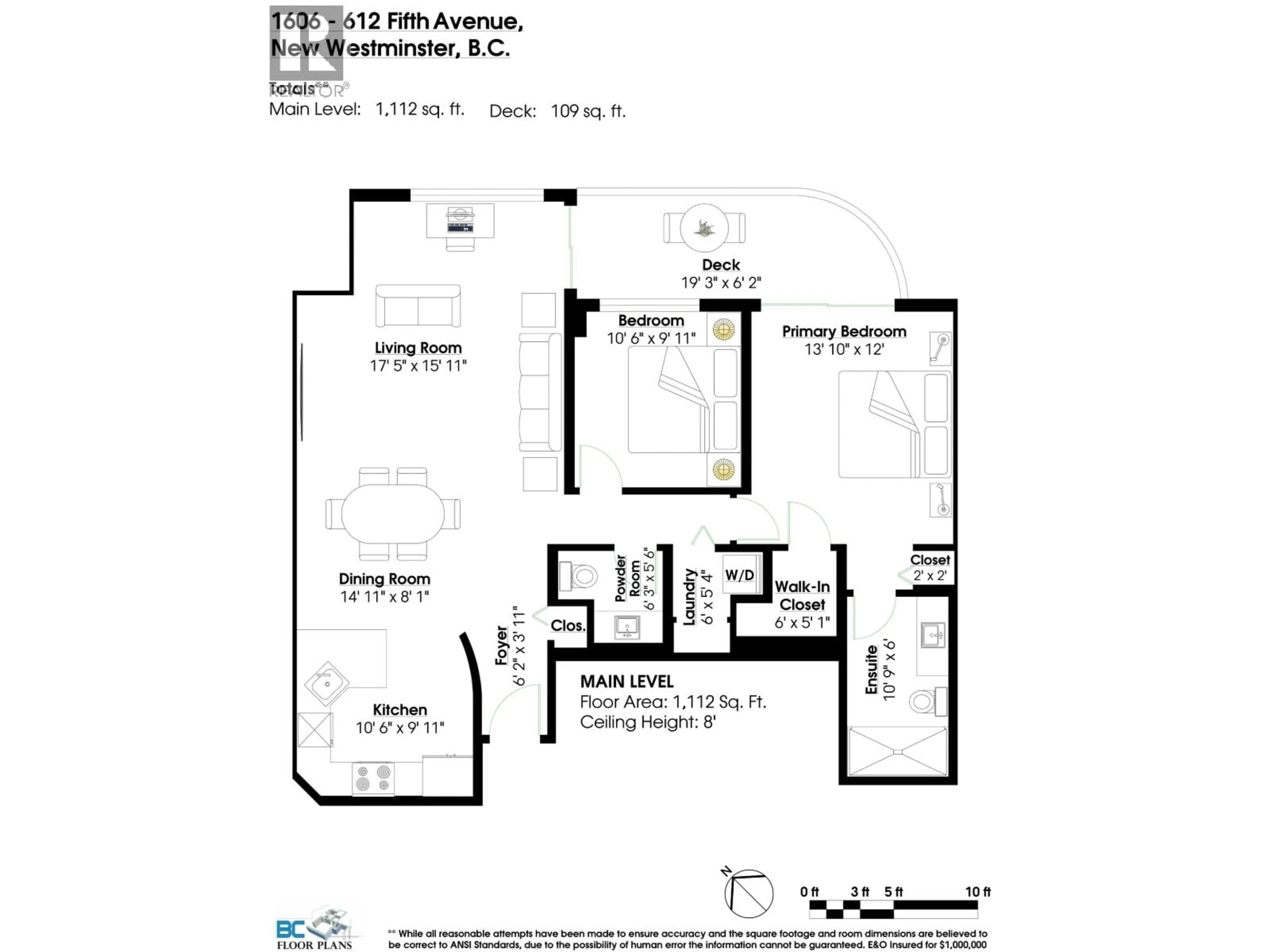 Floor plan for 1606 - 612 FIFTH AVENUE, New Westminster British Columbia V3M1X5