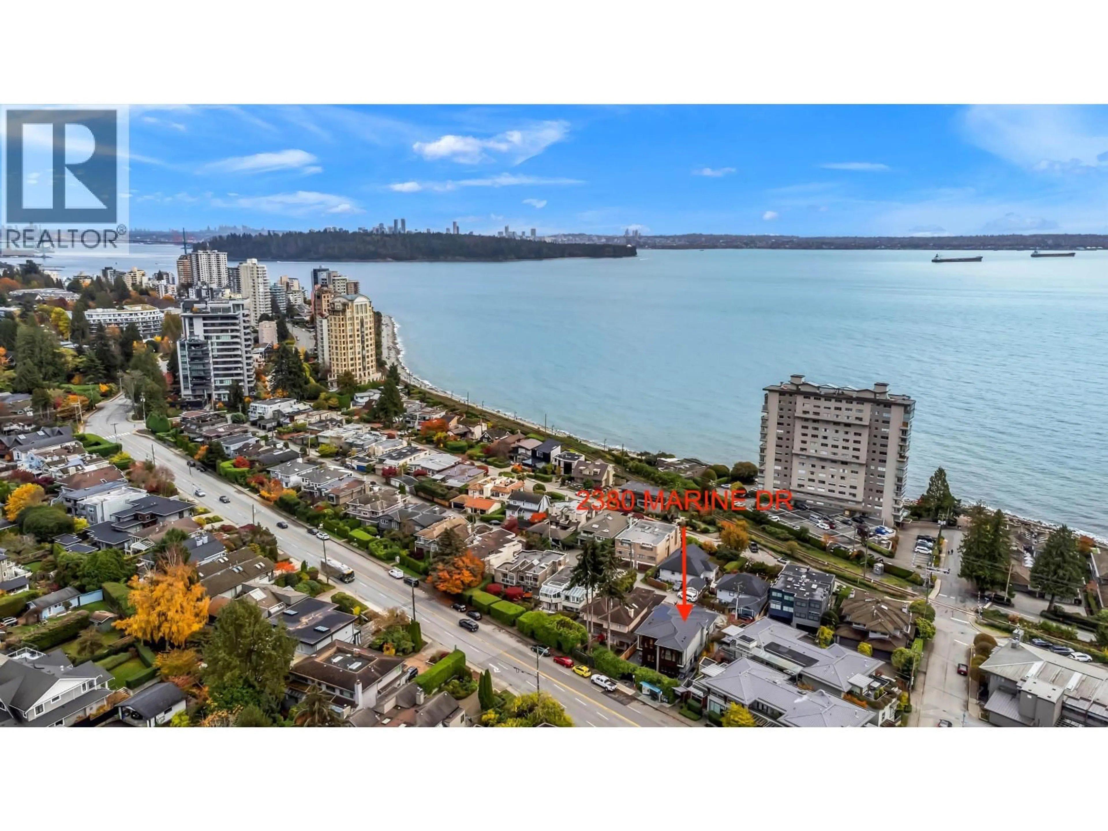 A pic from outside/outdoor area/front of a property/back of a property/a pic from drone, water/lake/river/ocean view for 2380 MARINE DRIVE, West Vancouver British Columbia V7V1K8