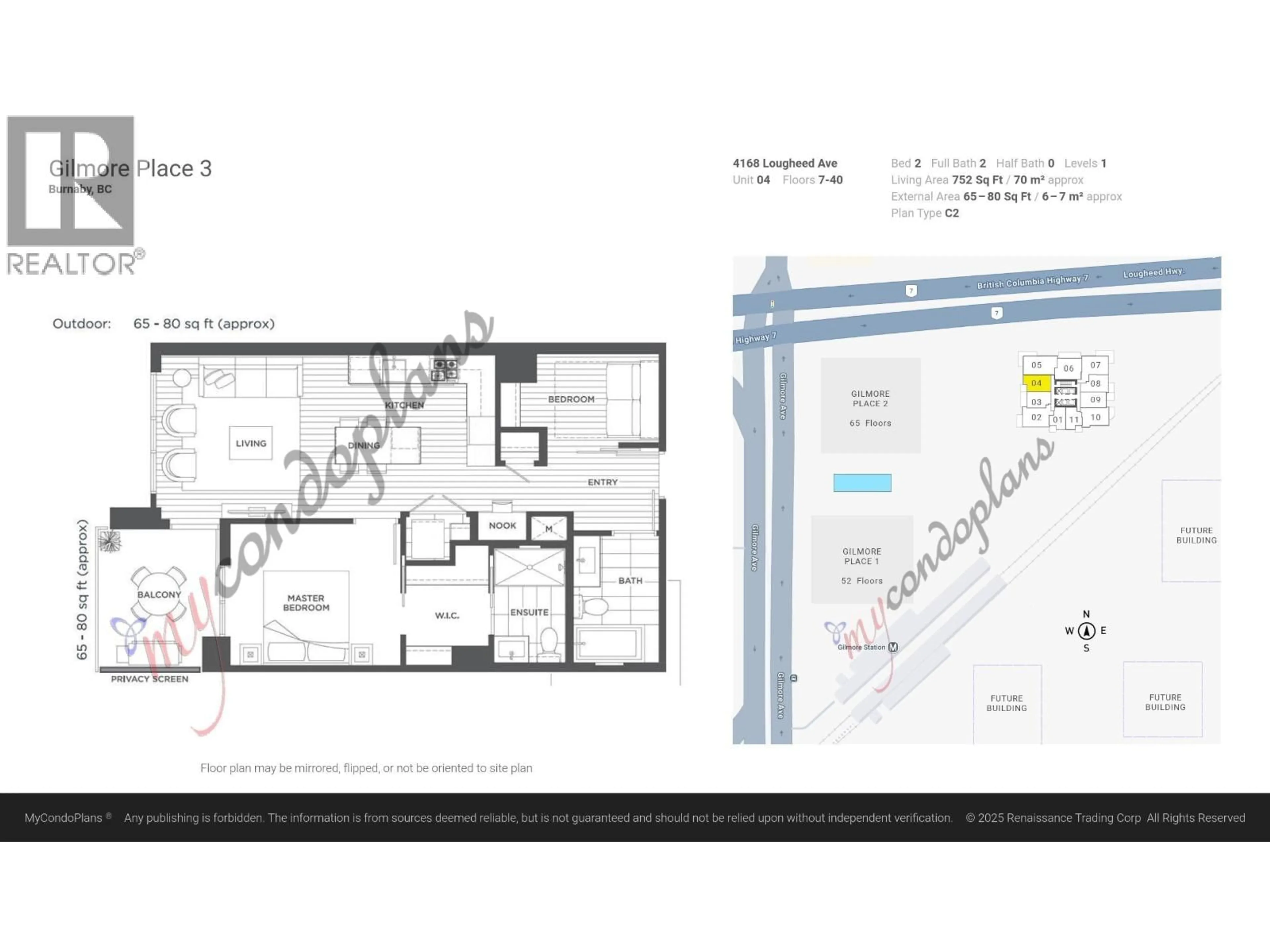 Floor plan for 2804 - 4168 LOUGHEED HIGHWAY, Burnaby British Columbia V5C0N9