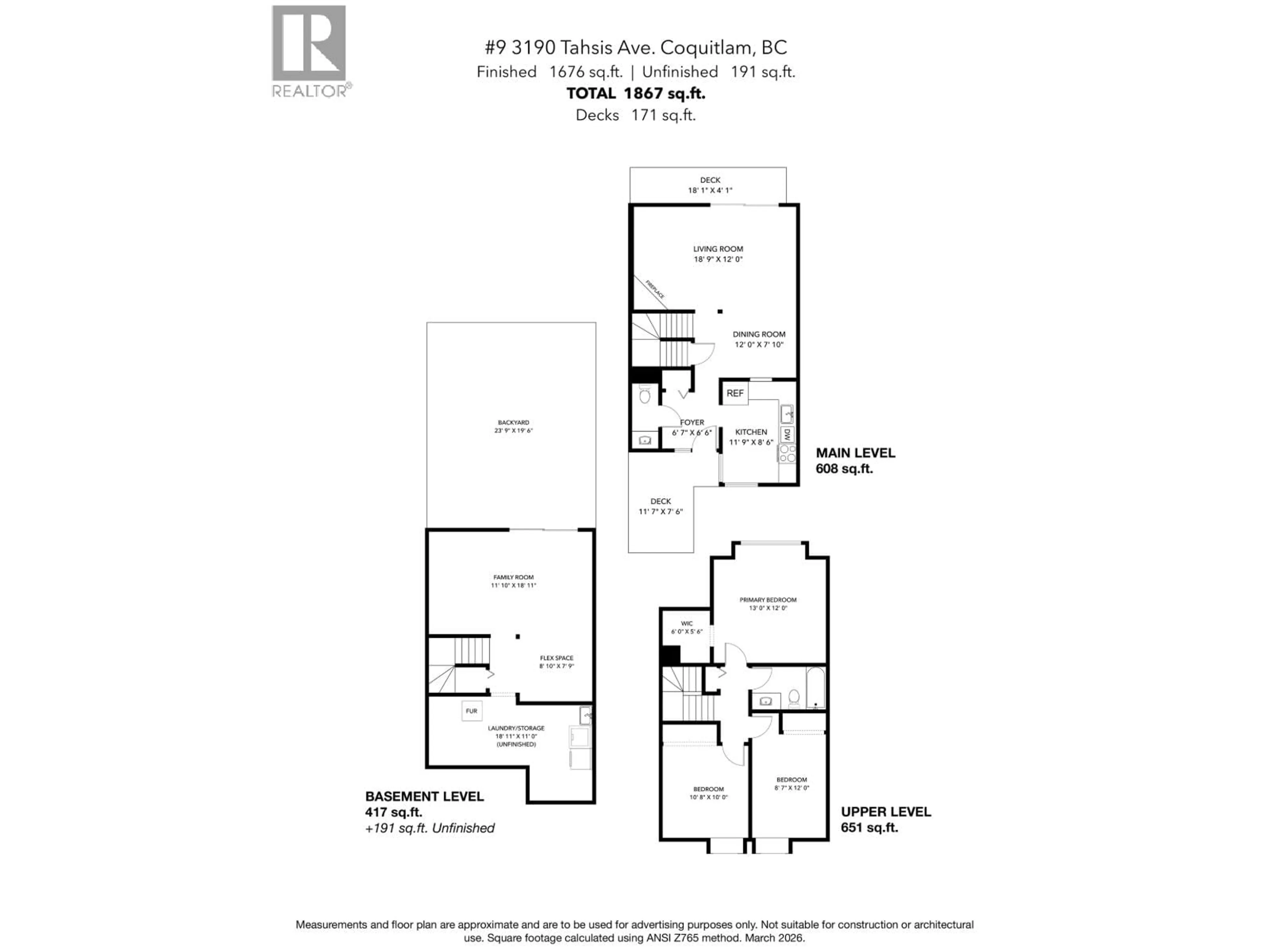 Floor plan for 9 - 3190 TAHSIS AVENUE, Coquitlam British Columbia V3B6C2