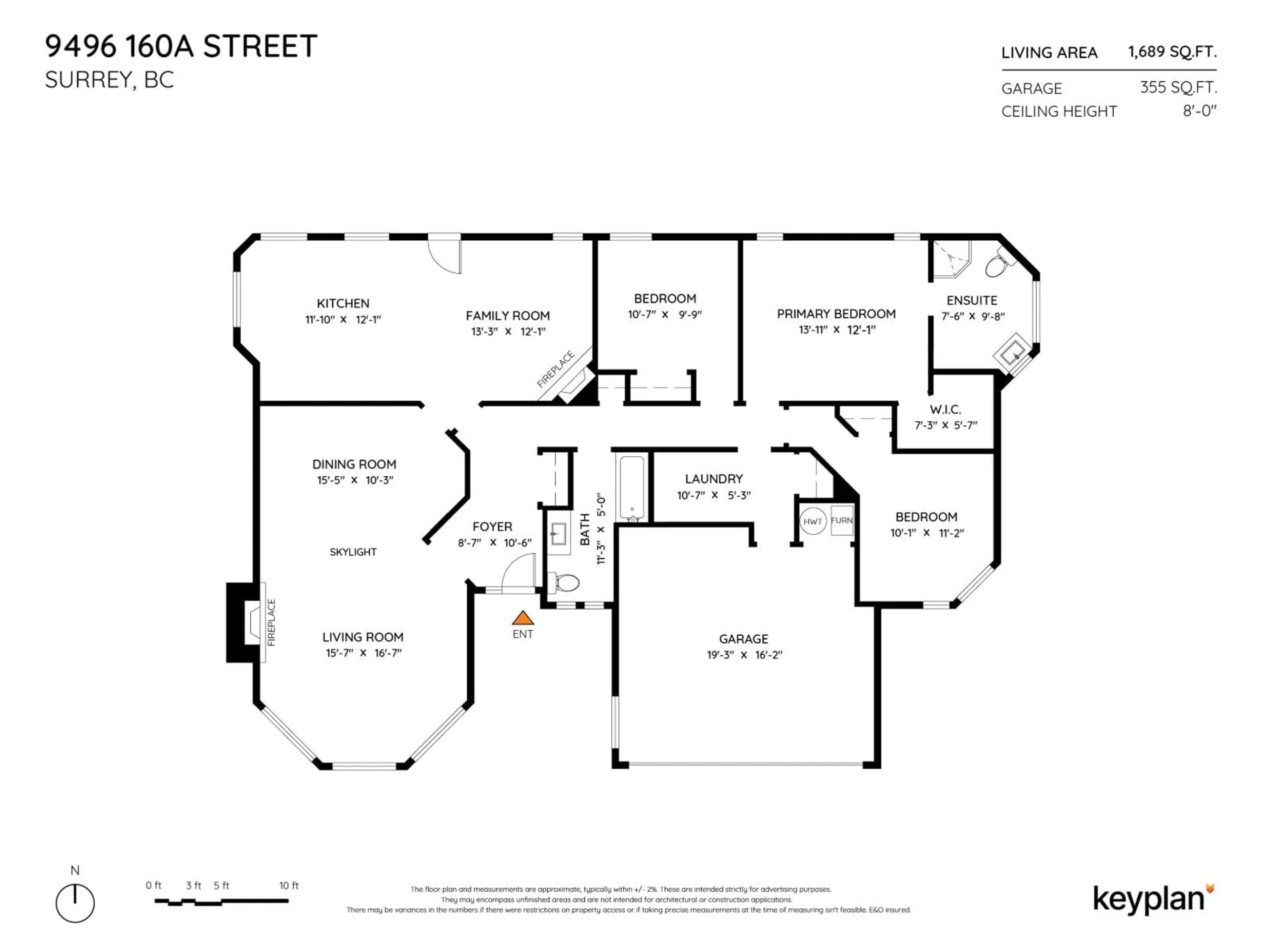Floor plan for 9496 160A STREET, Surrey British Columbia V4N2P4