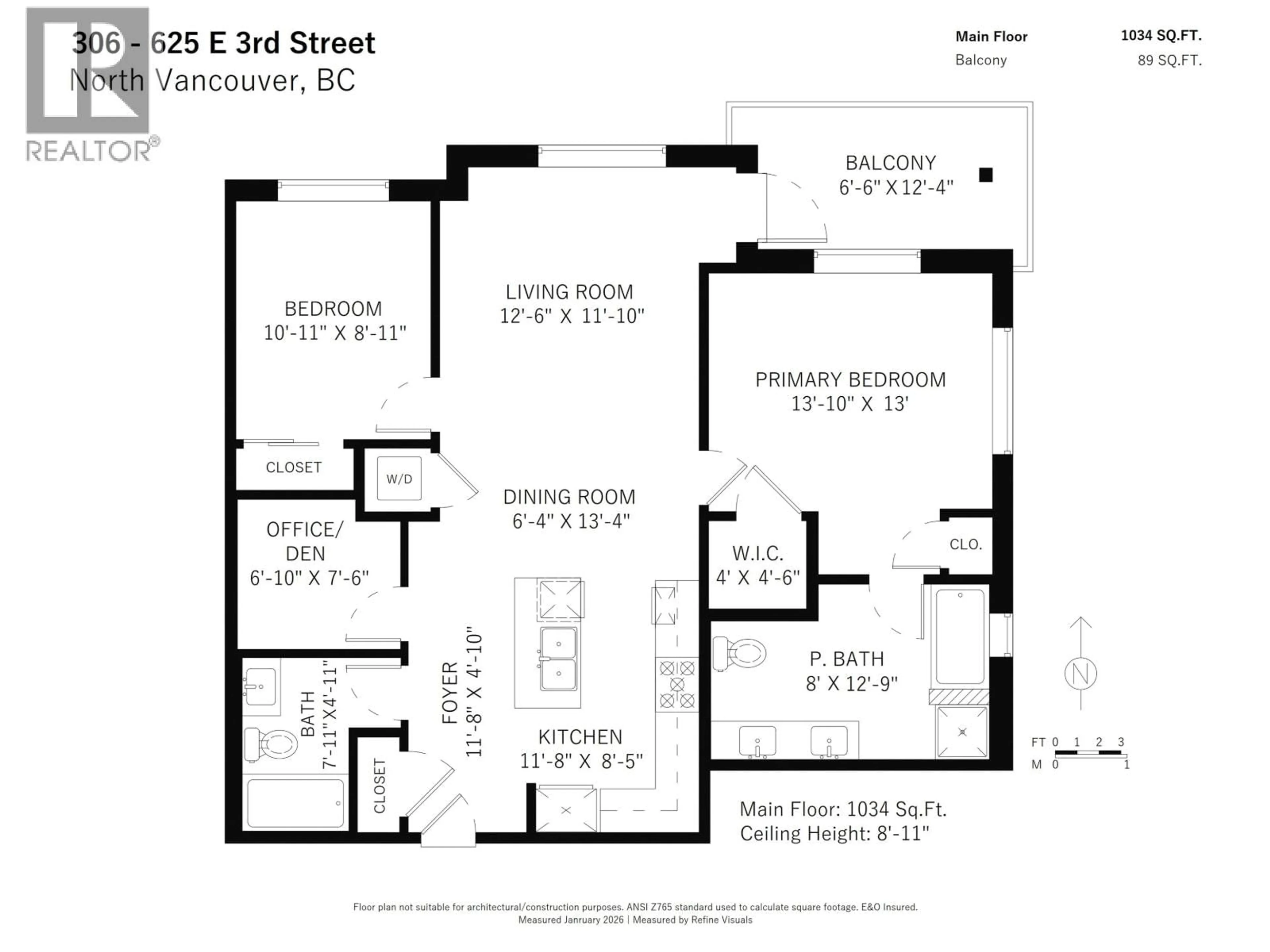 Floor plan for 306 - 625 3RD STREET, North Vancouver British Columbia V7L1G6