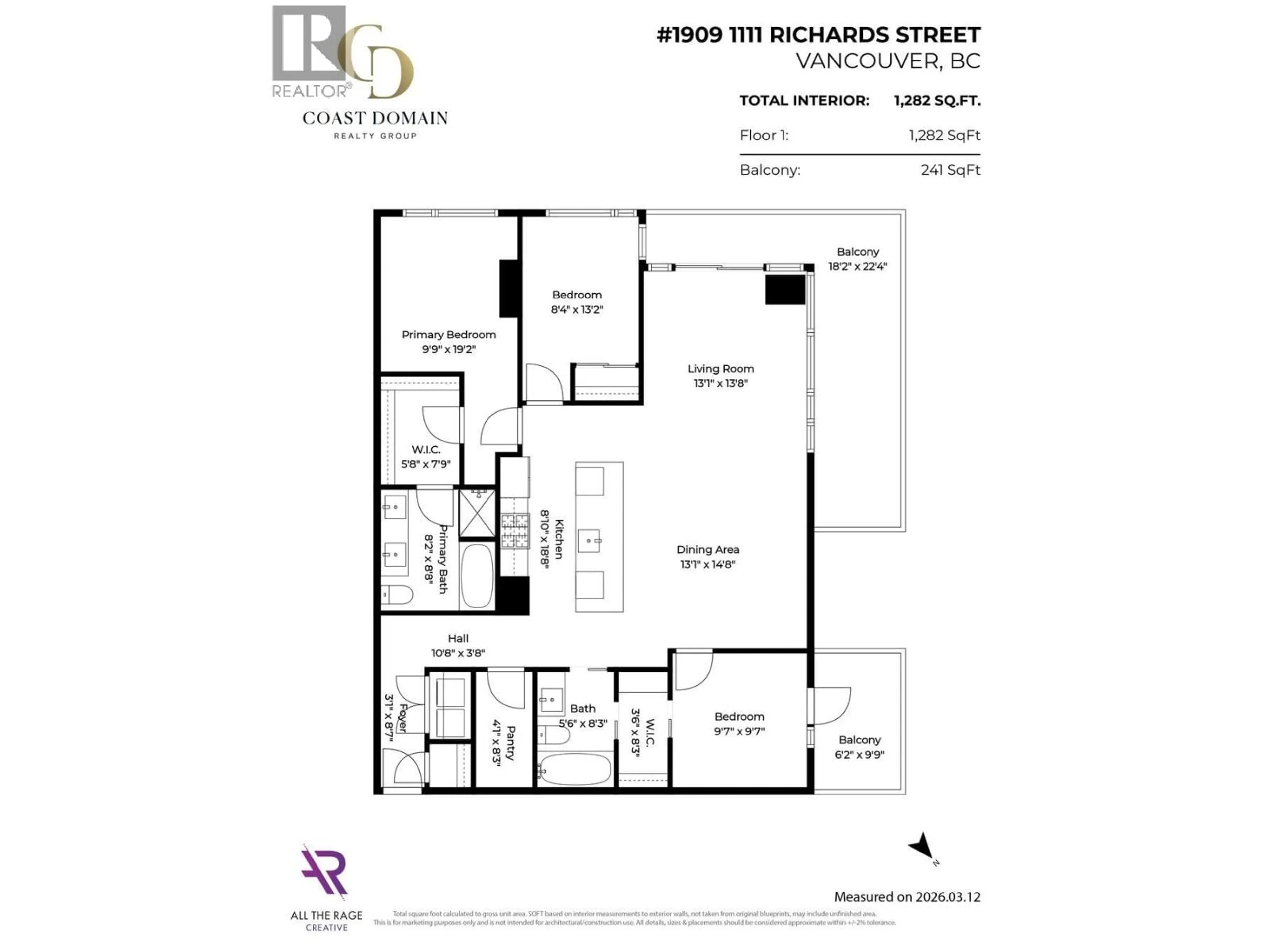 Floor plan for 1909 - 1111 RICHARDS STREET, Vancouver British Columbia V6B0S3