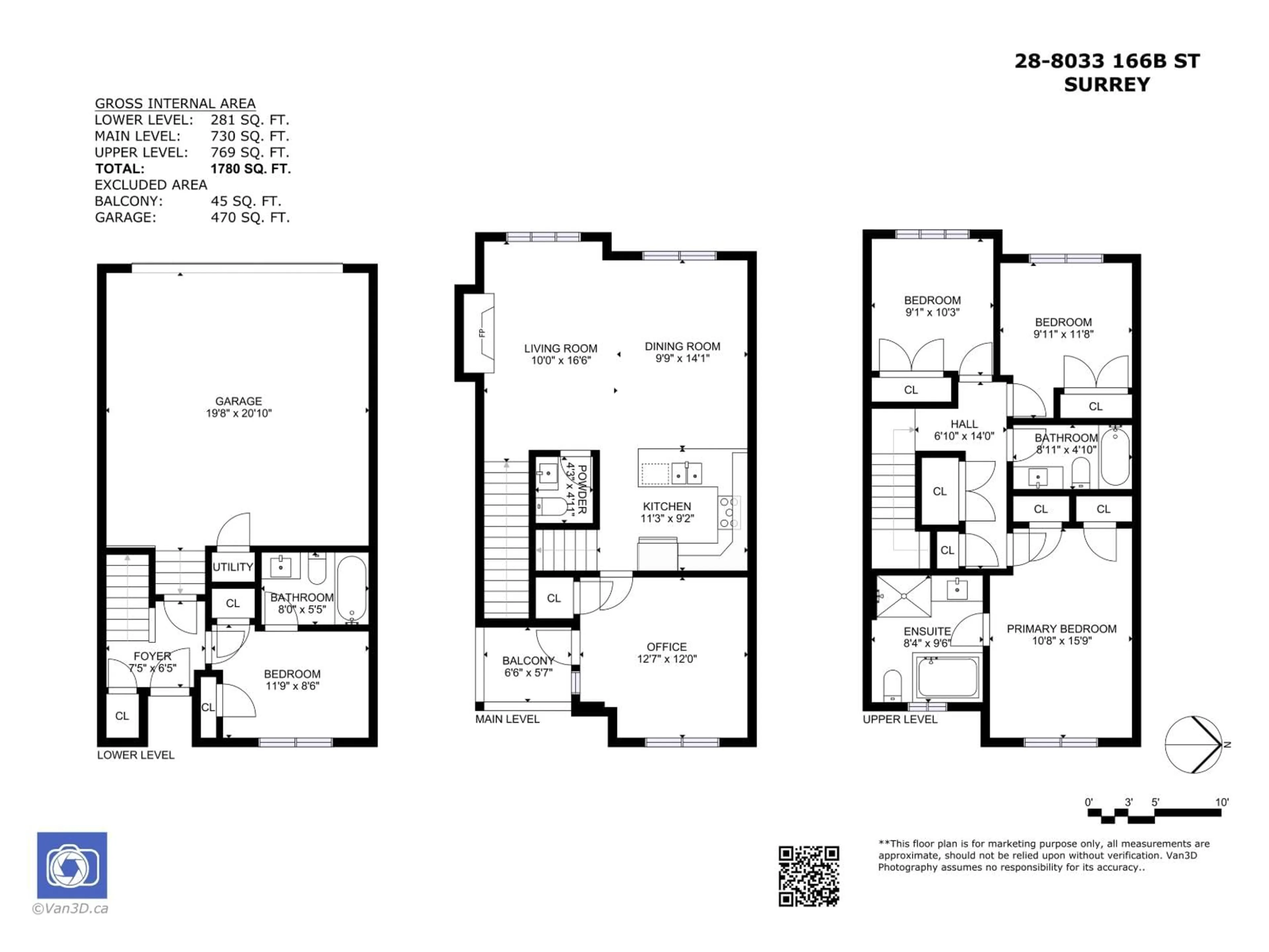 Floor plan for 28 - 8033 166B STREET, Surrey British Columbia V4N0G7