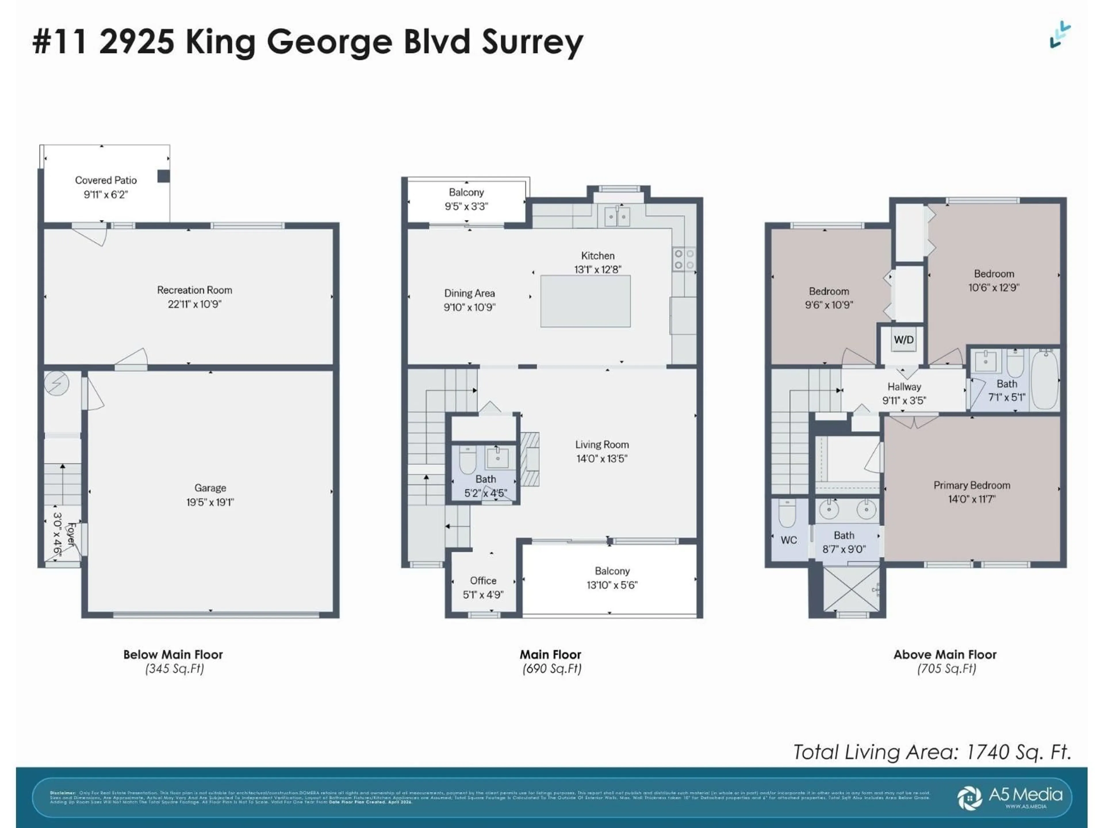 Floor plan for 11 - 2925 KING GEORGE BOULEVARD, Surrey British Columbia V4P1B8