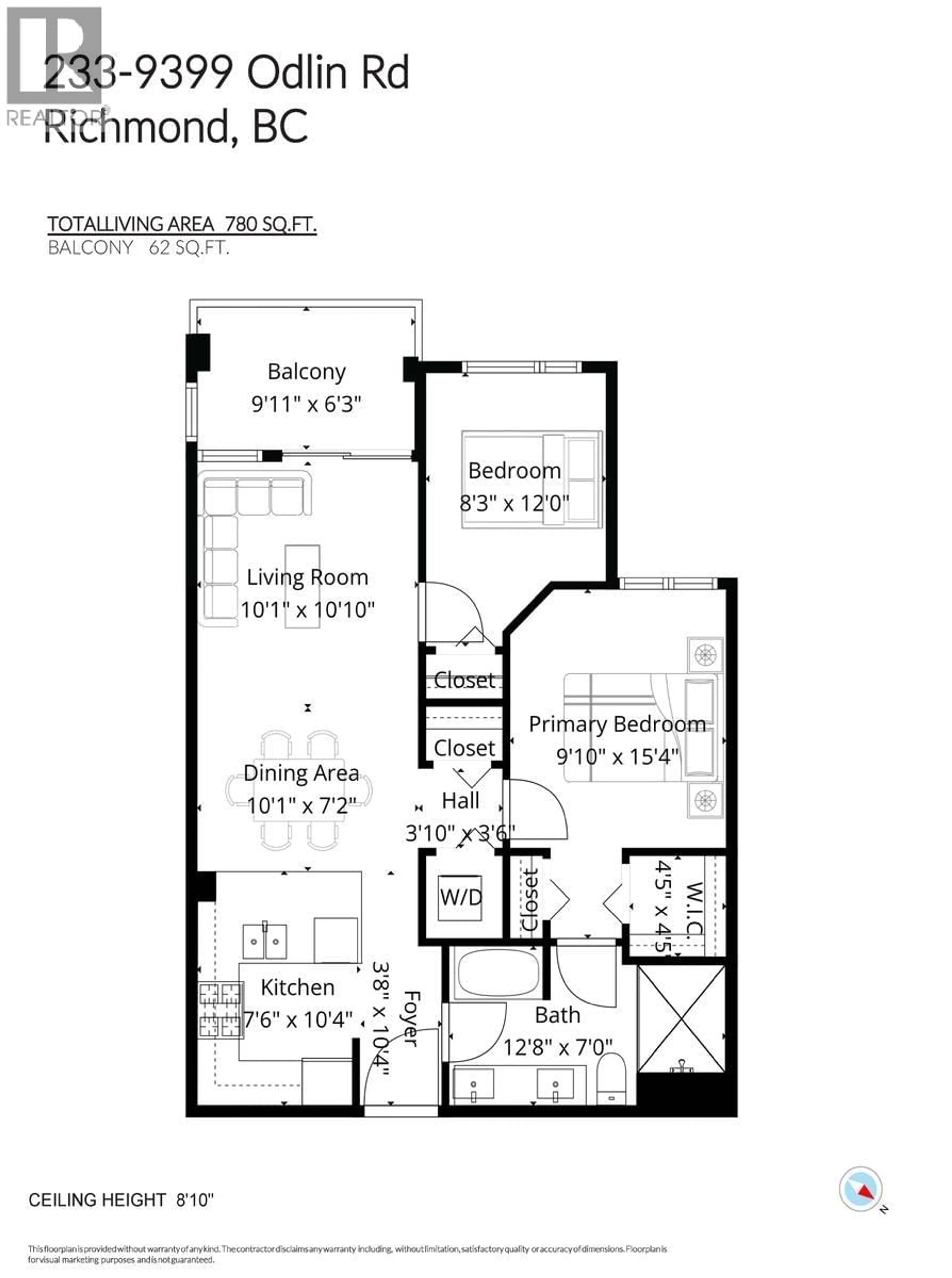 Floor plan for 233 - 9399 ODLIN ROAD, Richmond British Columbia V6X0J6