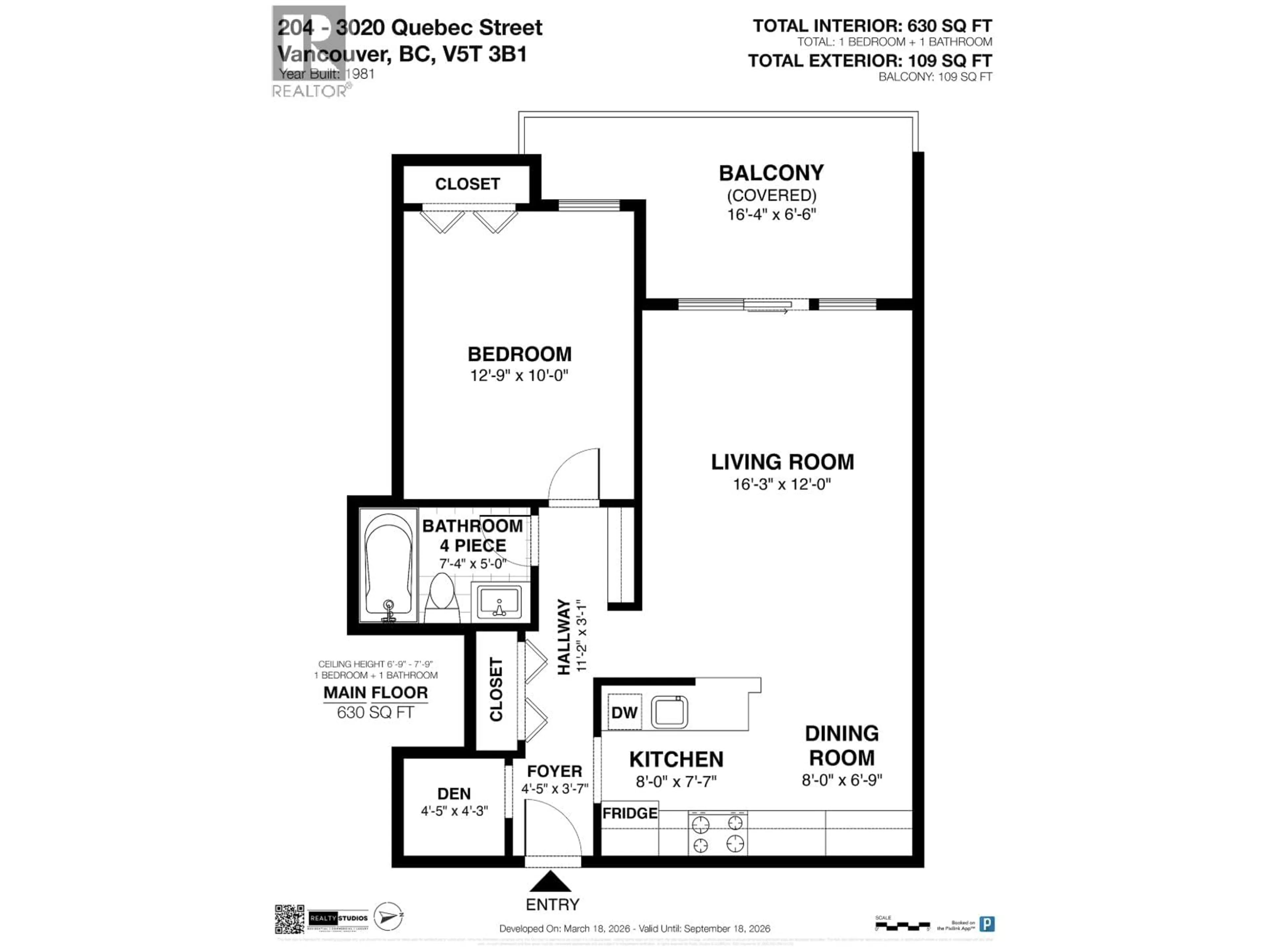 Floor plan for 204 - 3020 QUEBEC STREET, Vancouver British Columbia V5T3B1