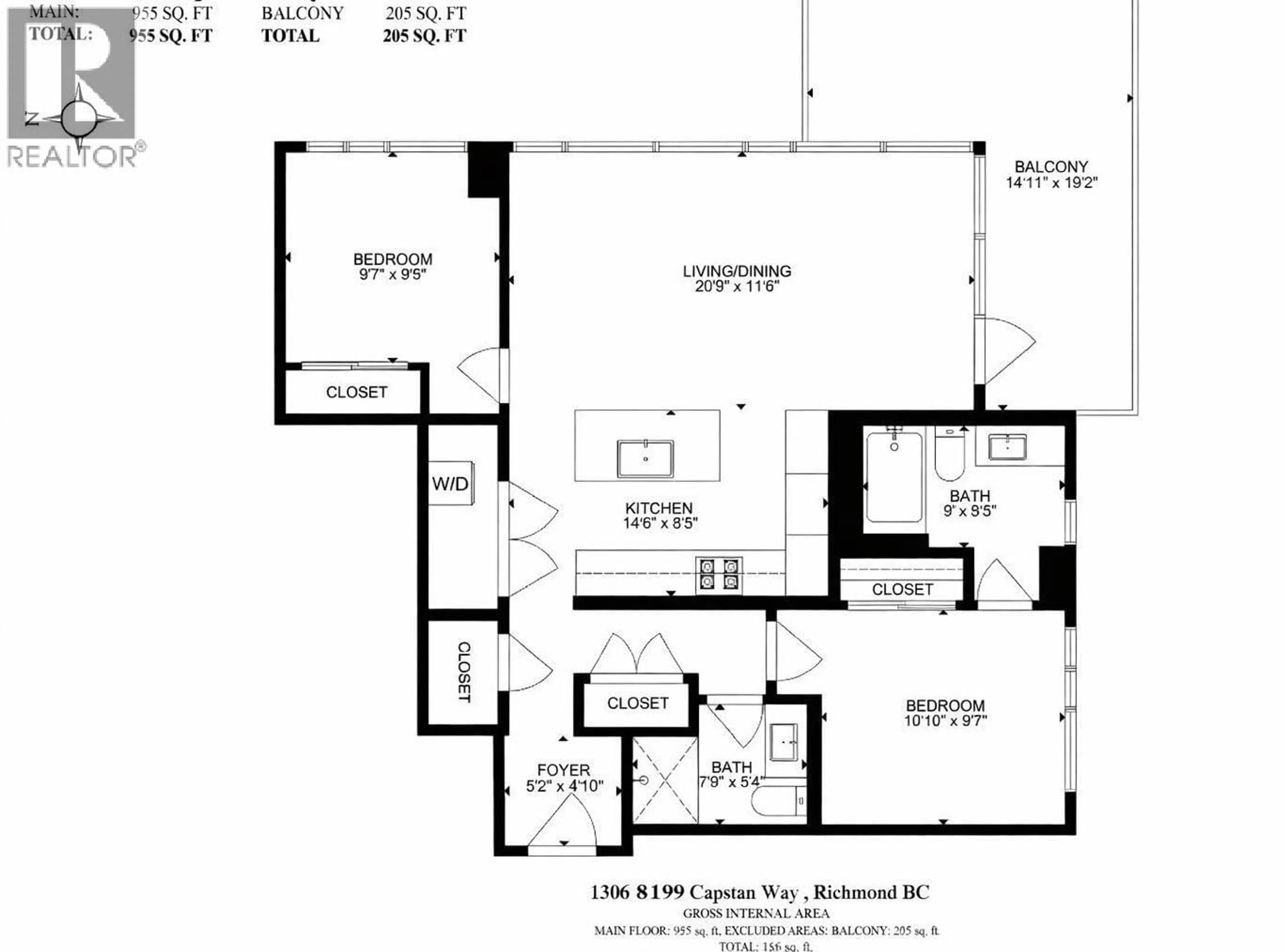 Floor plan for 1306 - 8199 CAPSTAN WAY, Richmond British Columbia V6X0V1