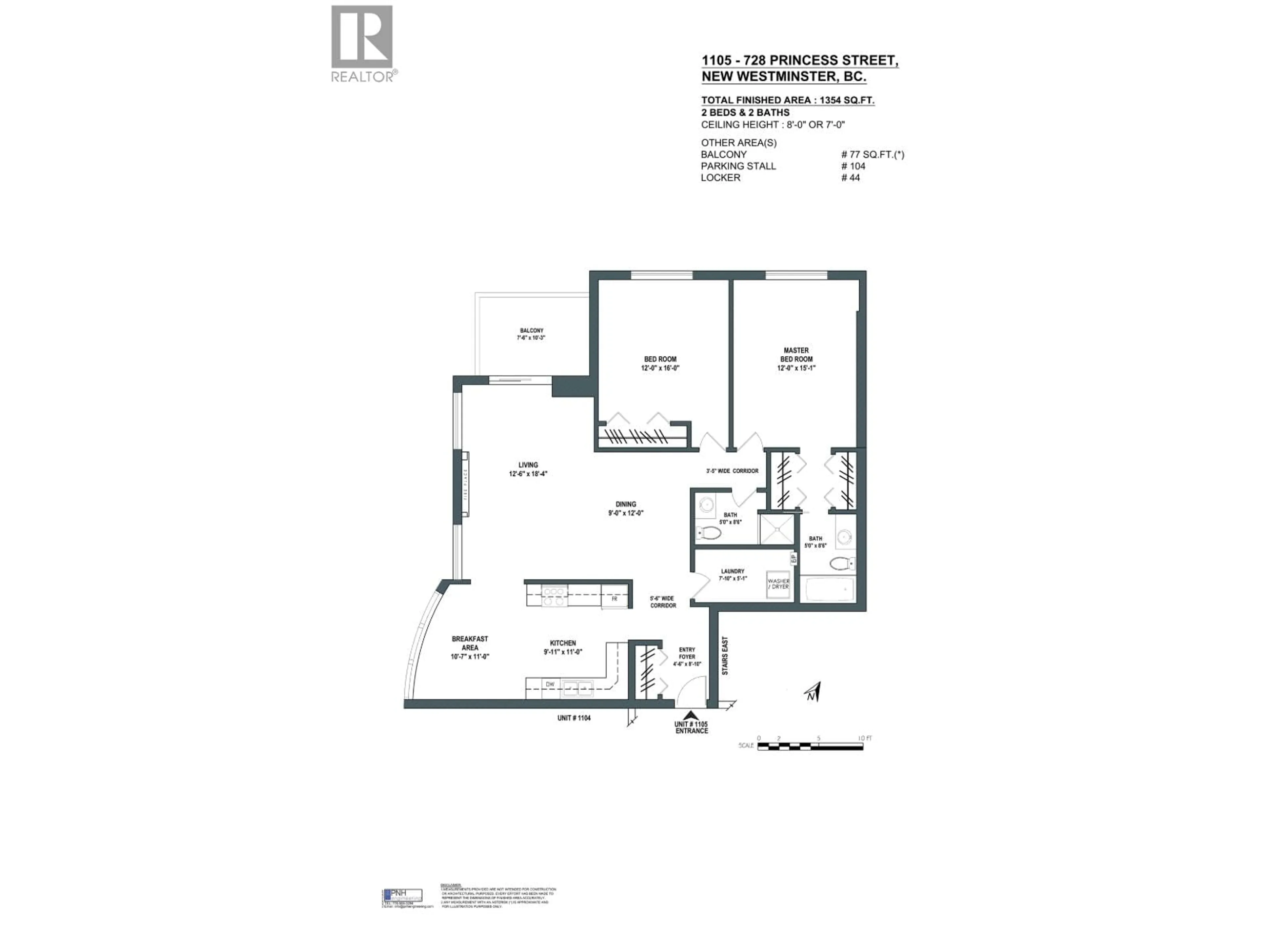 Floor plan for 1105 - 728 PRINCESS STREET, New Westminster British Columbia V3M6S4