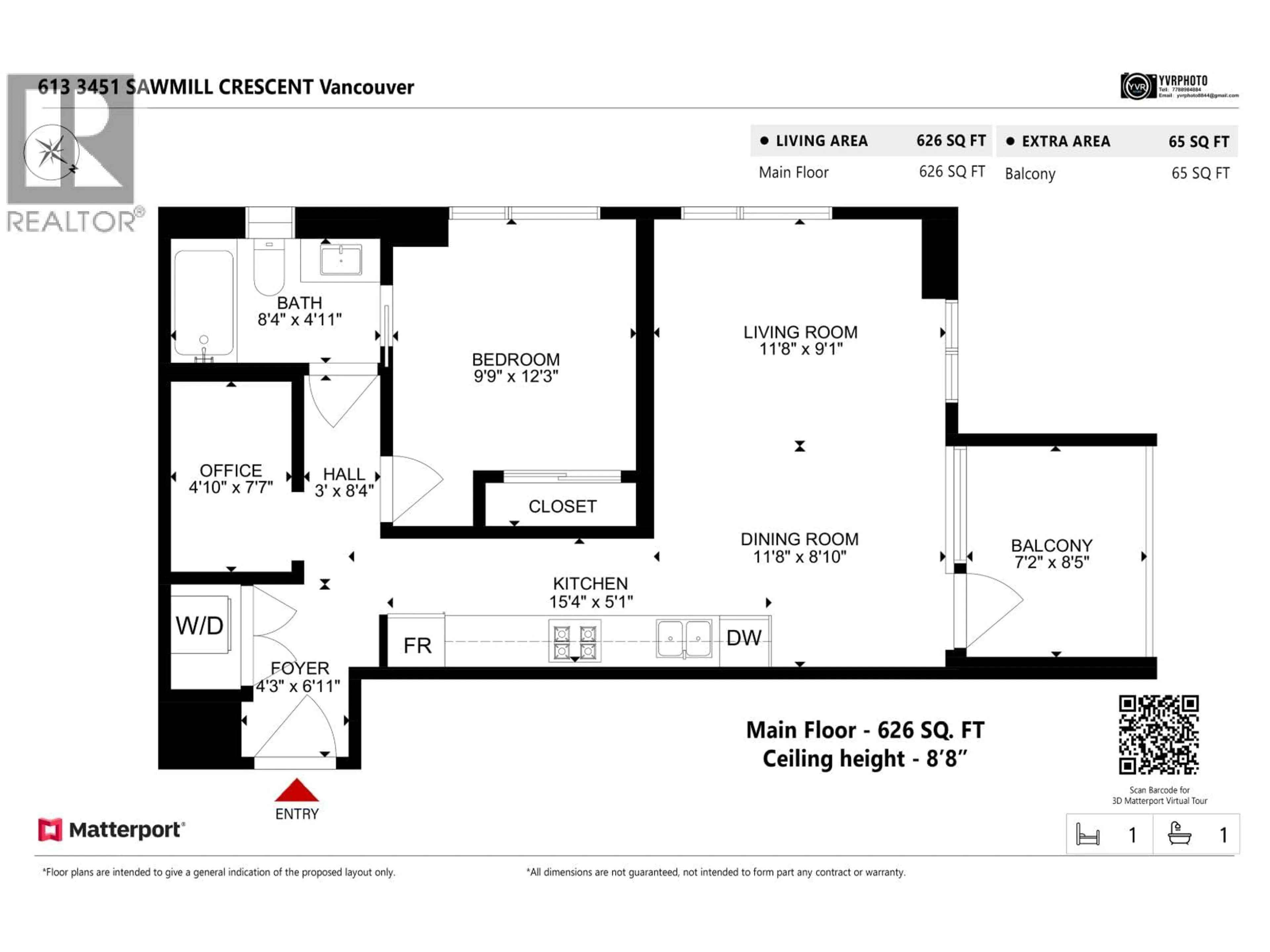 Floor plan for 613 - 3451 SAWMILL CRESCENT, Vancouver British Columbia V5S0H3