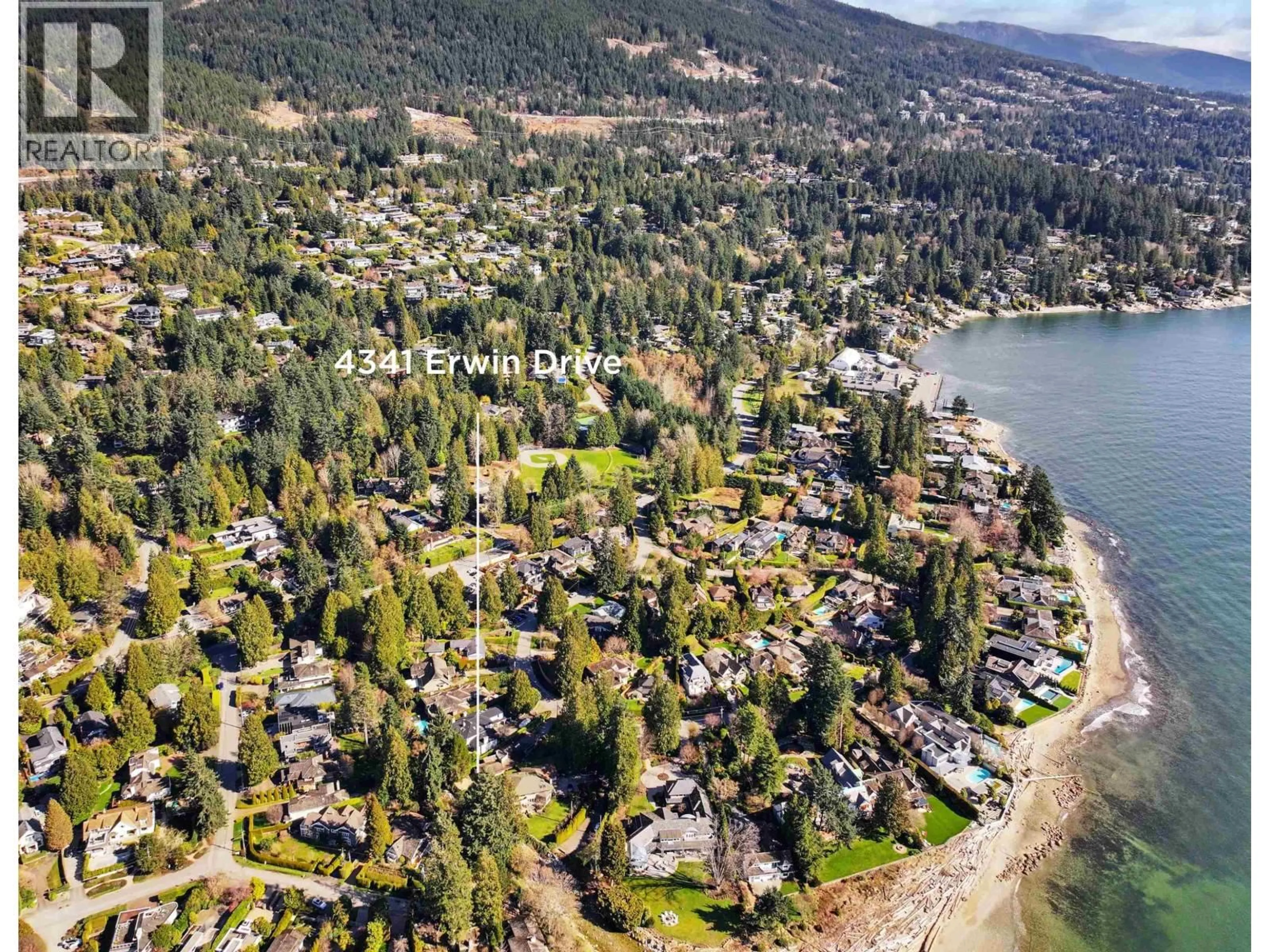 A pic from outside/outdoor area/front of a property/back of a property/a pic from drone, water/lake/river/ocean view for 4341 ERWIN DRIVE, West Vancouver British Columbia V7V1H7