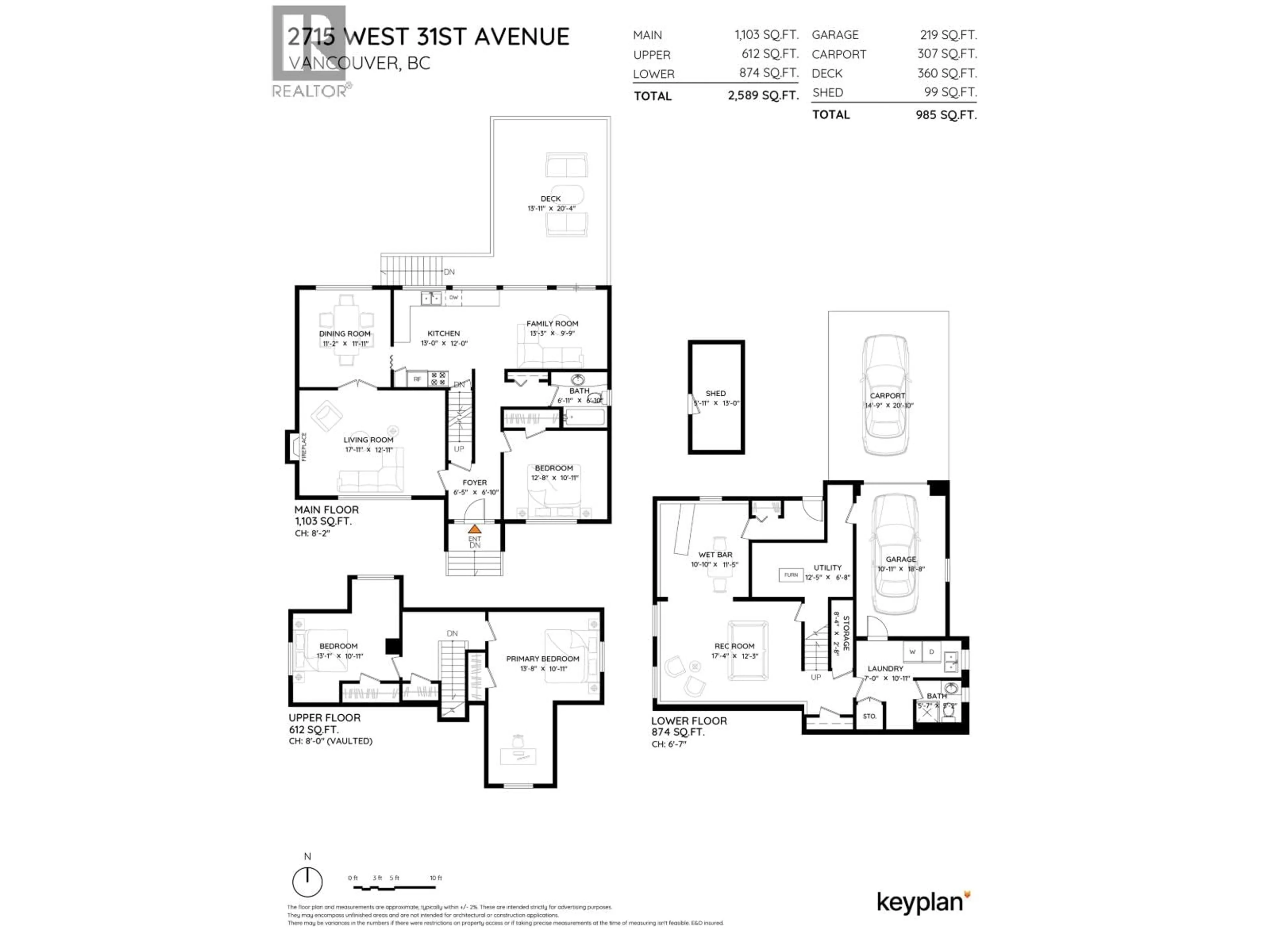 Floor plan for 2715 31ST AVENUE, Vancouver British Columbia V6L1Z9