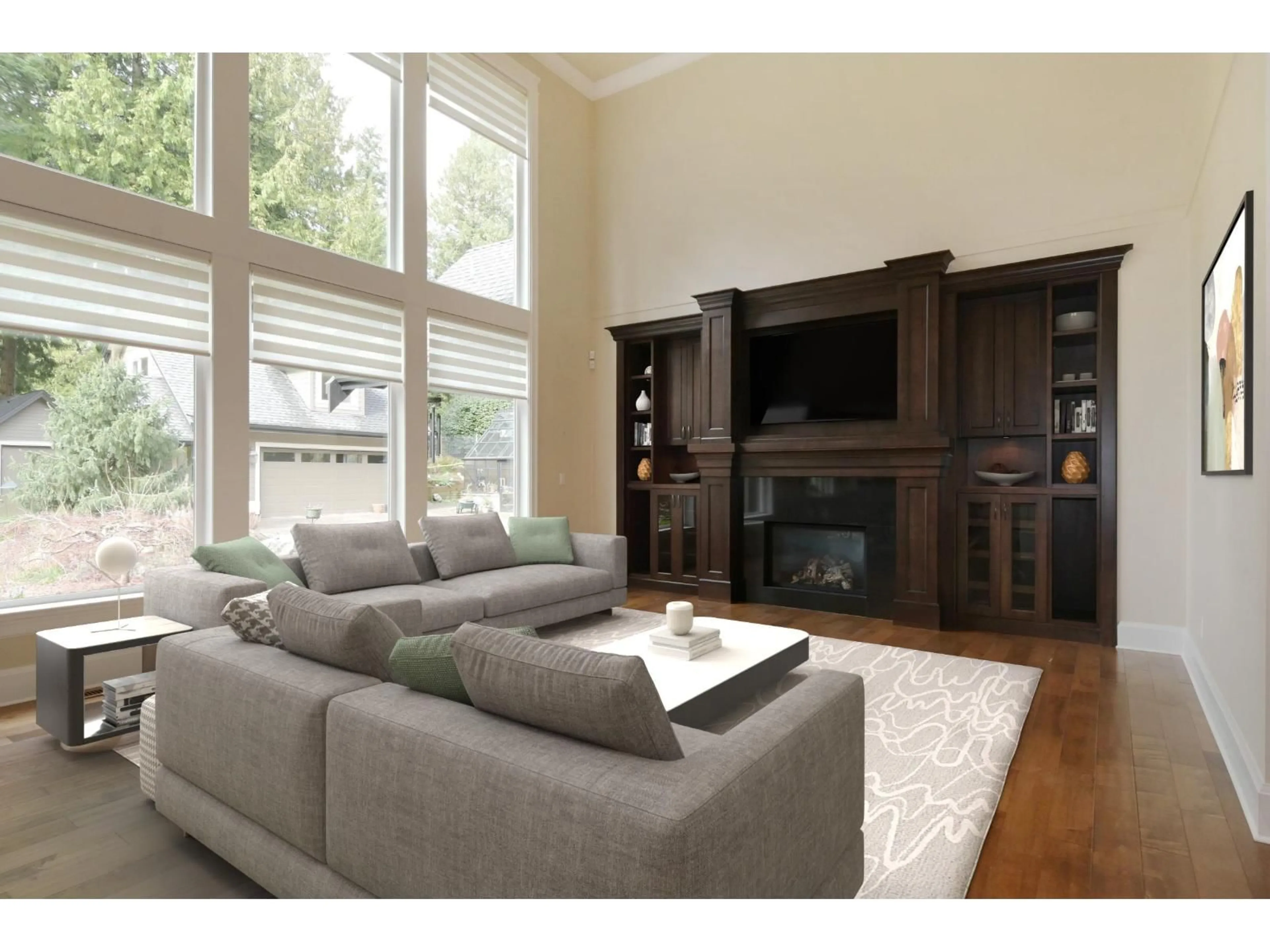 Living room with furniture, wood/laminate floor for 3147 139 STREET, Surrey British Columbia V4P2B9