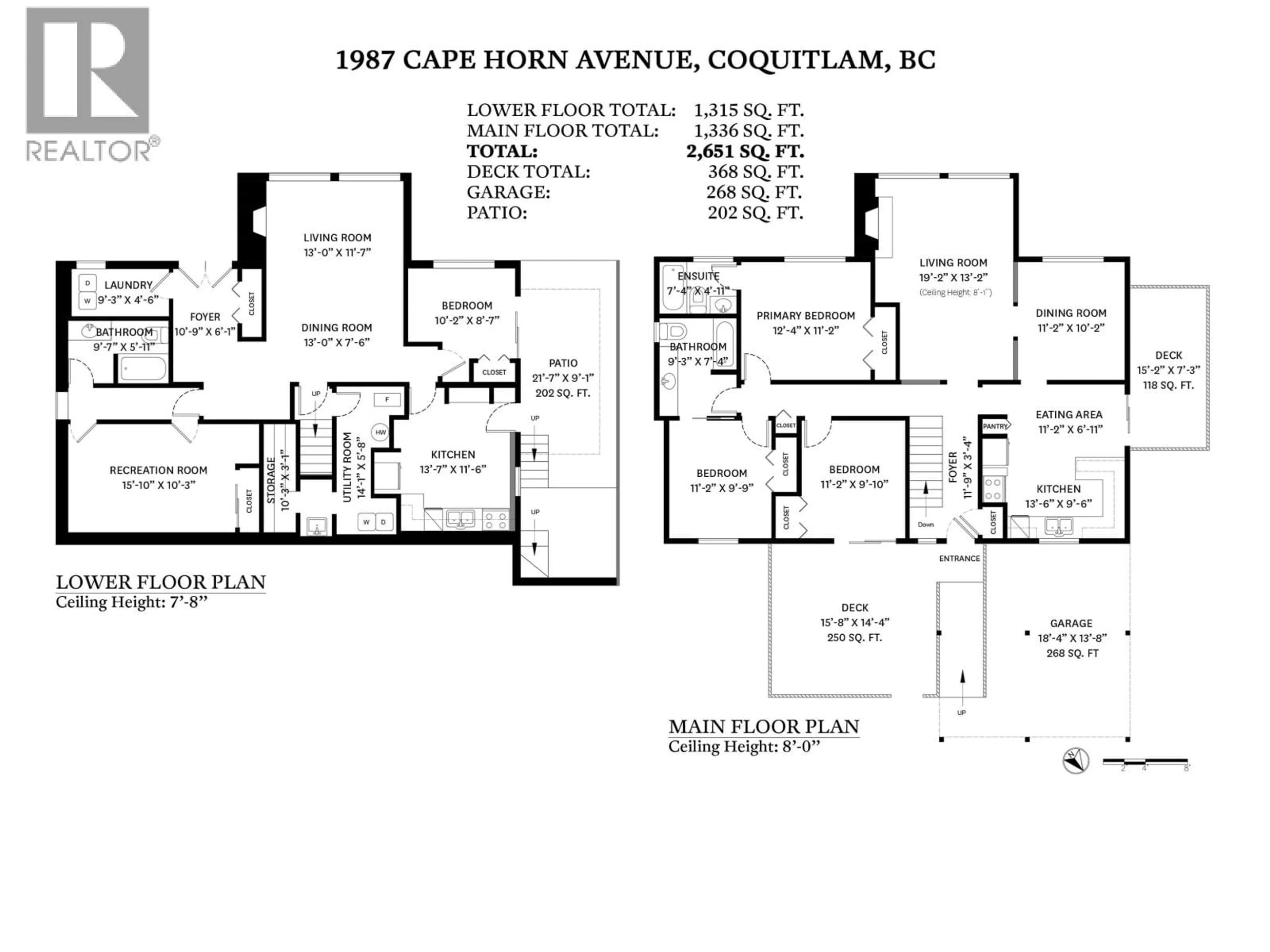 Floor plan for 1987 CAPE HORN AVENUE, Coquitlam British Columbia V3K1J2