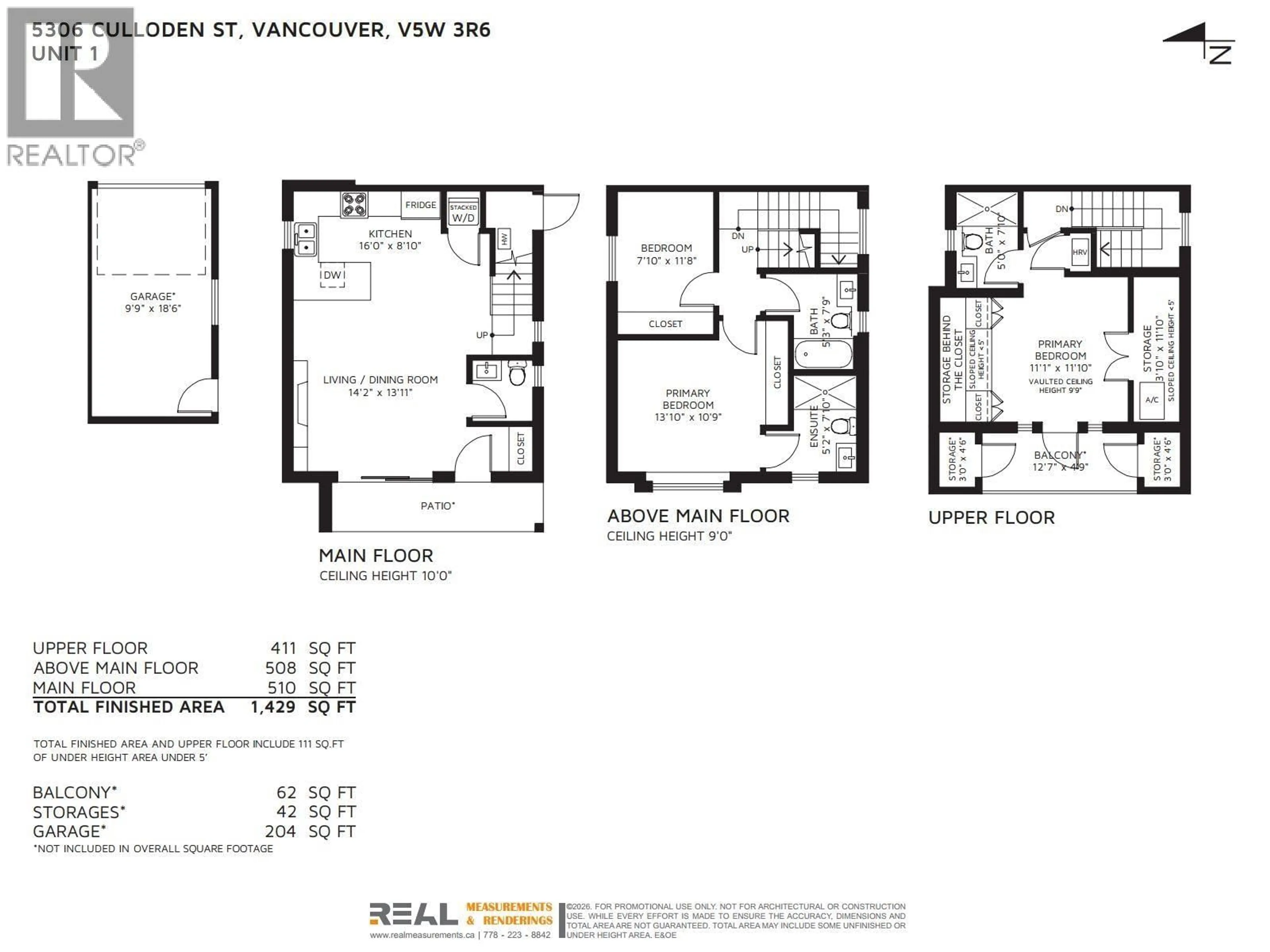 Floor plan for 1 - 5306 CULLODEN STREET, Vancouver British Columbia V5W3R6