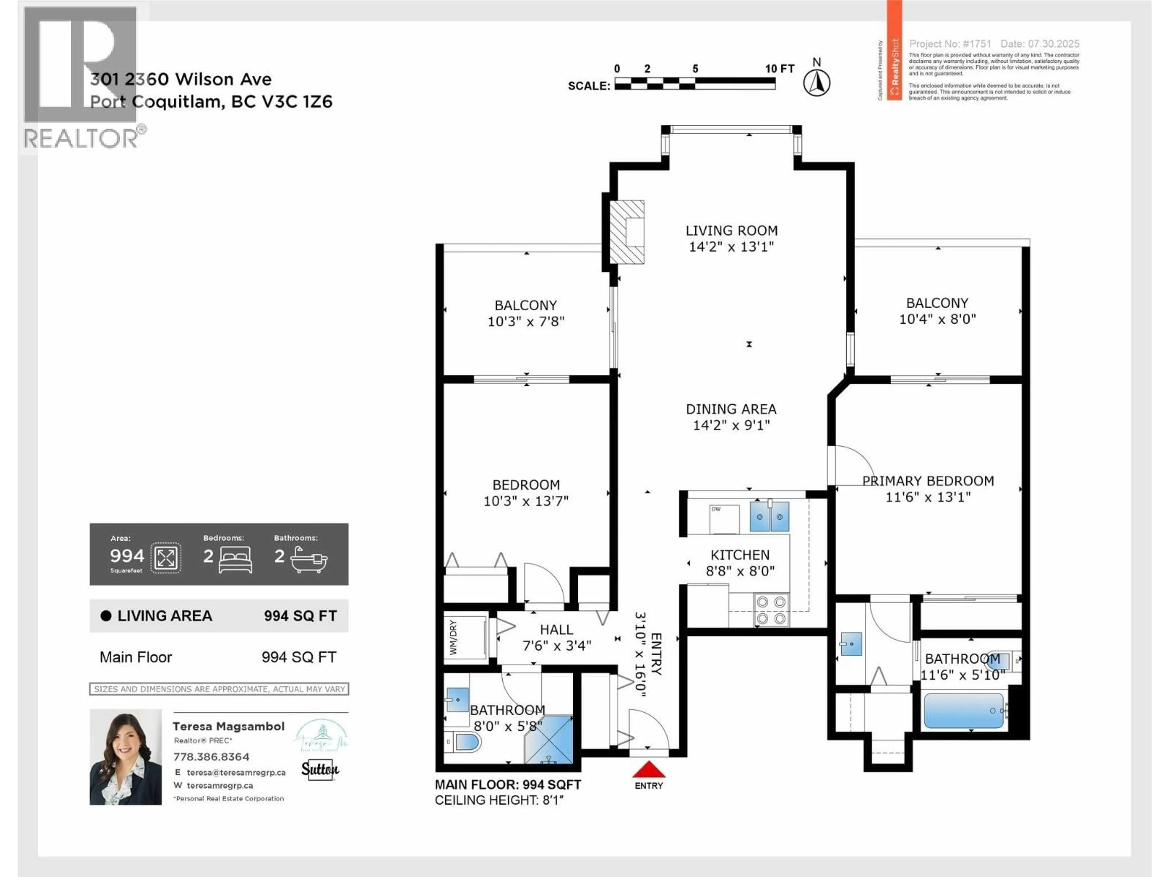 Floor plan for 301 - 2360 WILSON AVENUE, Port Coquitlam British Columbia V3C1Z6