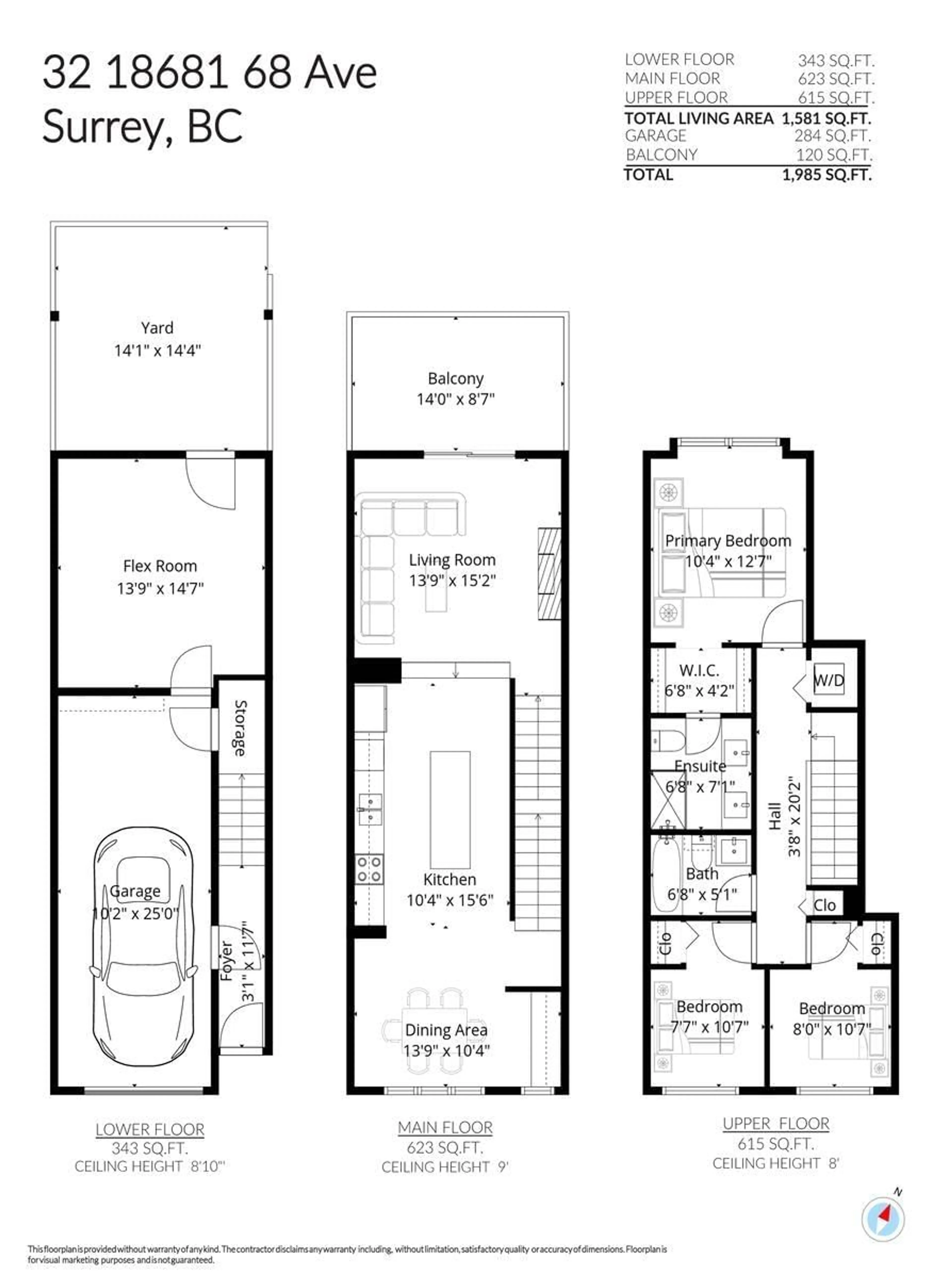 Floor plan for 32 - 18681 68 AVENUE, Surrey British Columbia V4N6P3