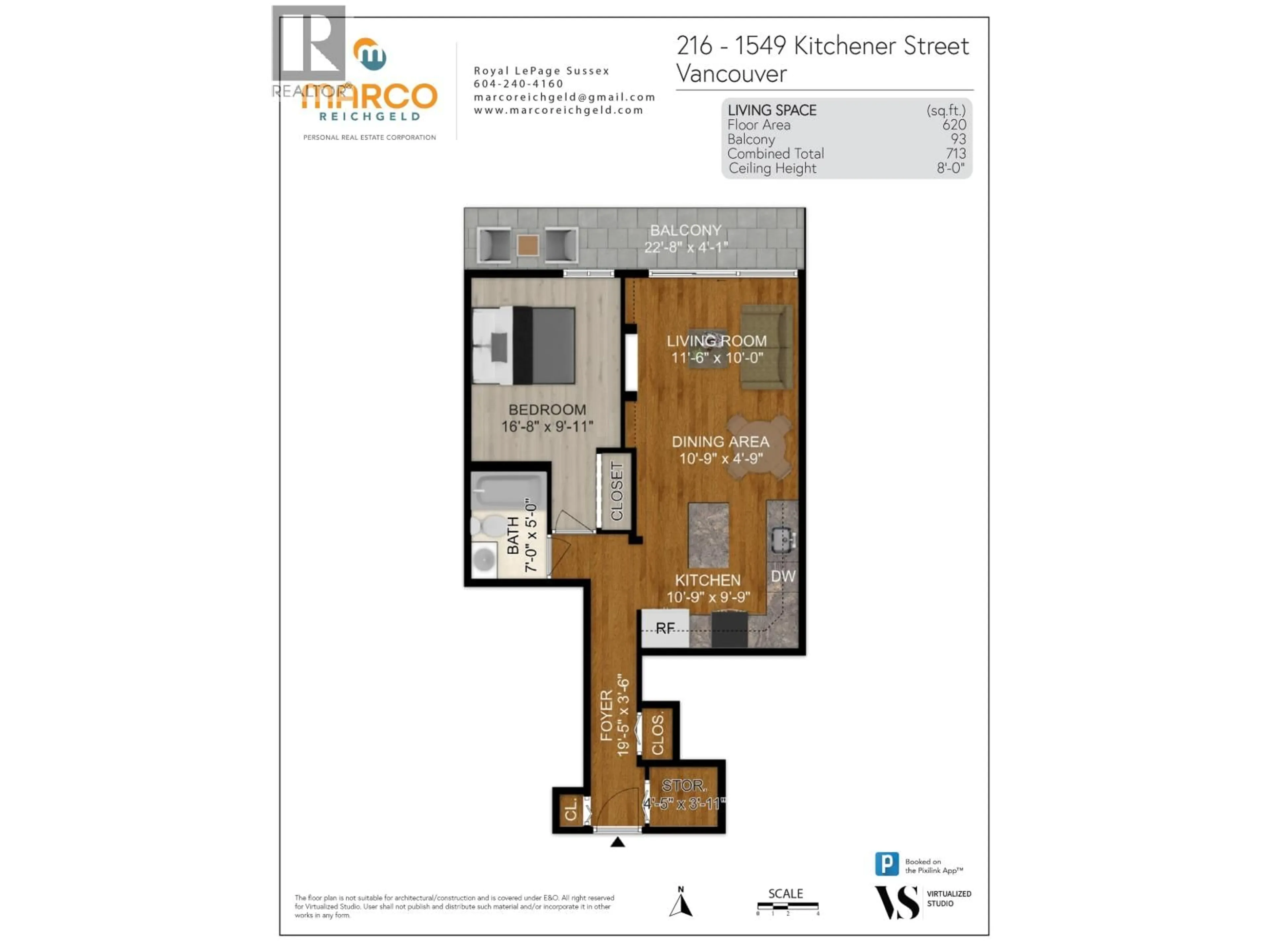 Floor plan for 216 - 1549 KITCHENER STREET, Vancouver British Columbia V5L2V8