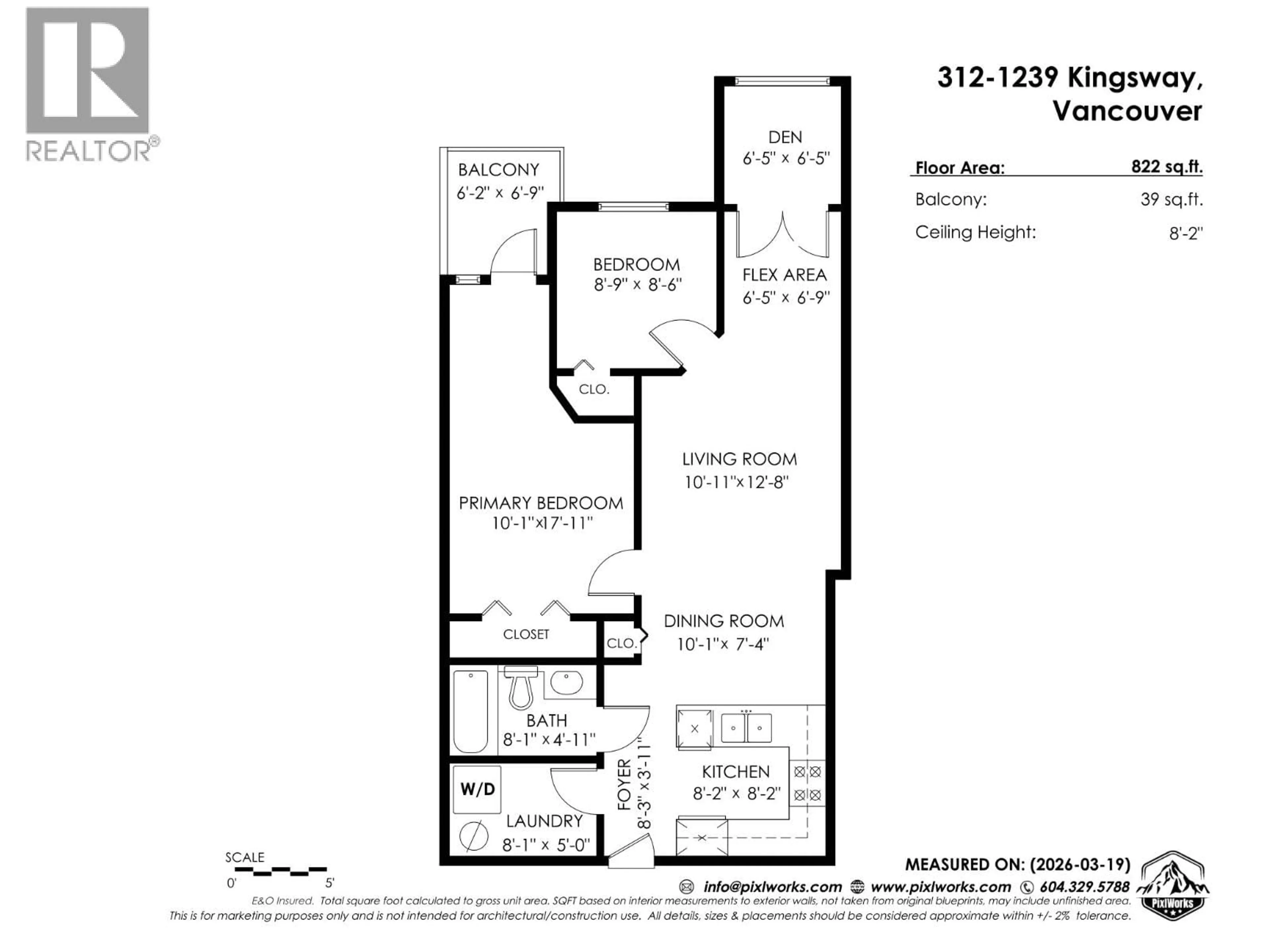 Floor plan for 312 - 1239 KINGSWAY STREET, Vancouver British Columbia V5V3E2