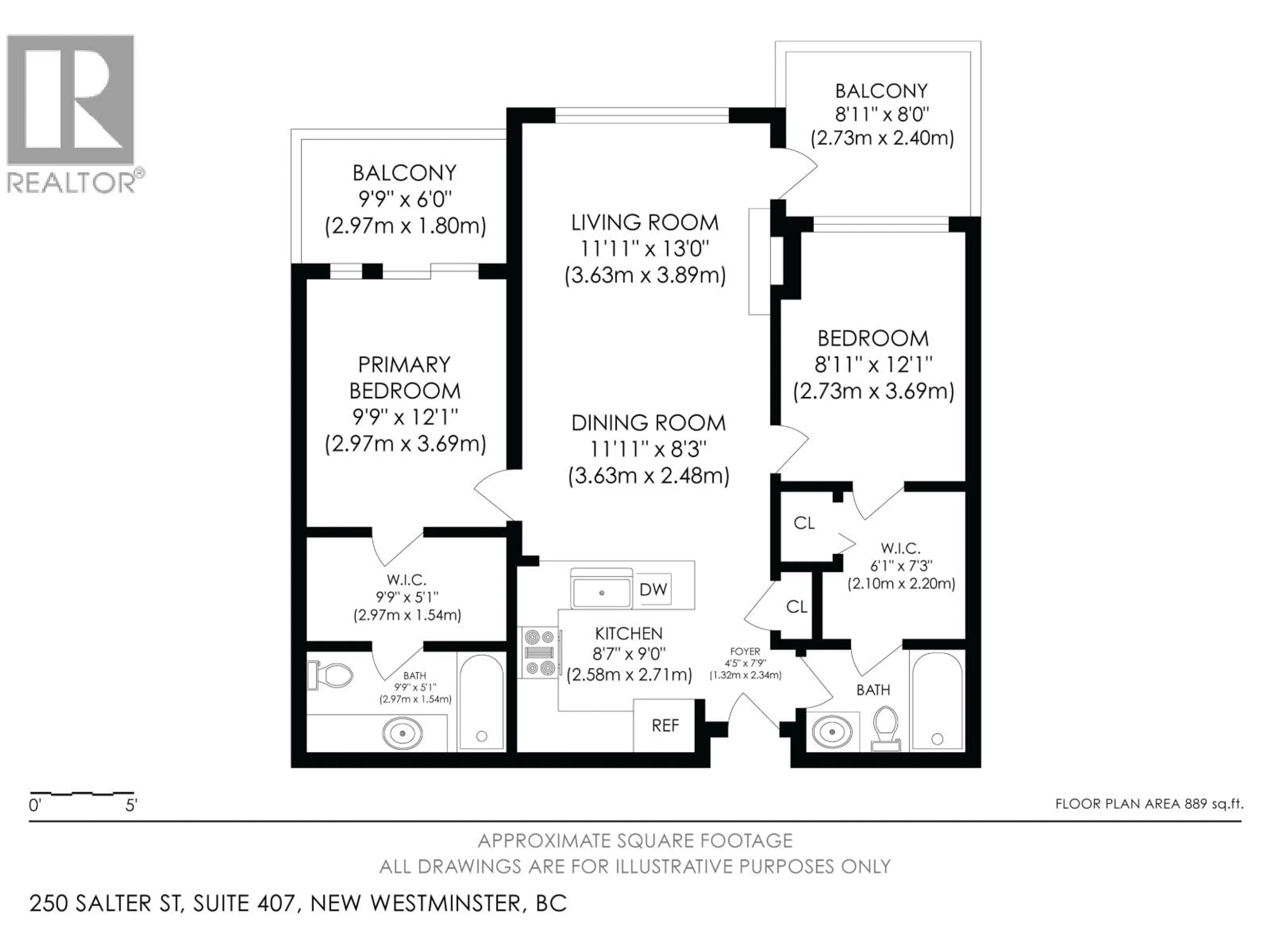 Floor plan for 407 - 250 SALTER STREET, New Westminster British Columbia V3M0B7